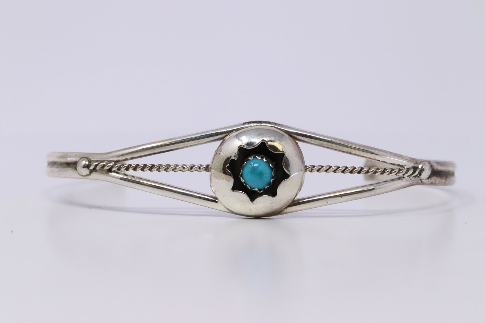 Native American Navajo Handmade Sterling Silver: This is a Native American Navajo Handmade Sterling Silver Turquoise Bracelet by Janice.