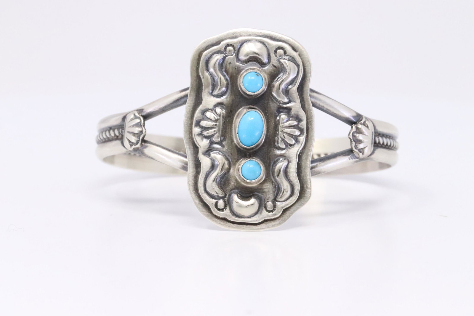 Native American Navajo Handmade Sterling Silver: This is a Native American Navajo Handmade Sterling Silver Turquoise Bracelet by Jeff James.Braceletet Measurement inside is 6.00in