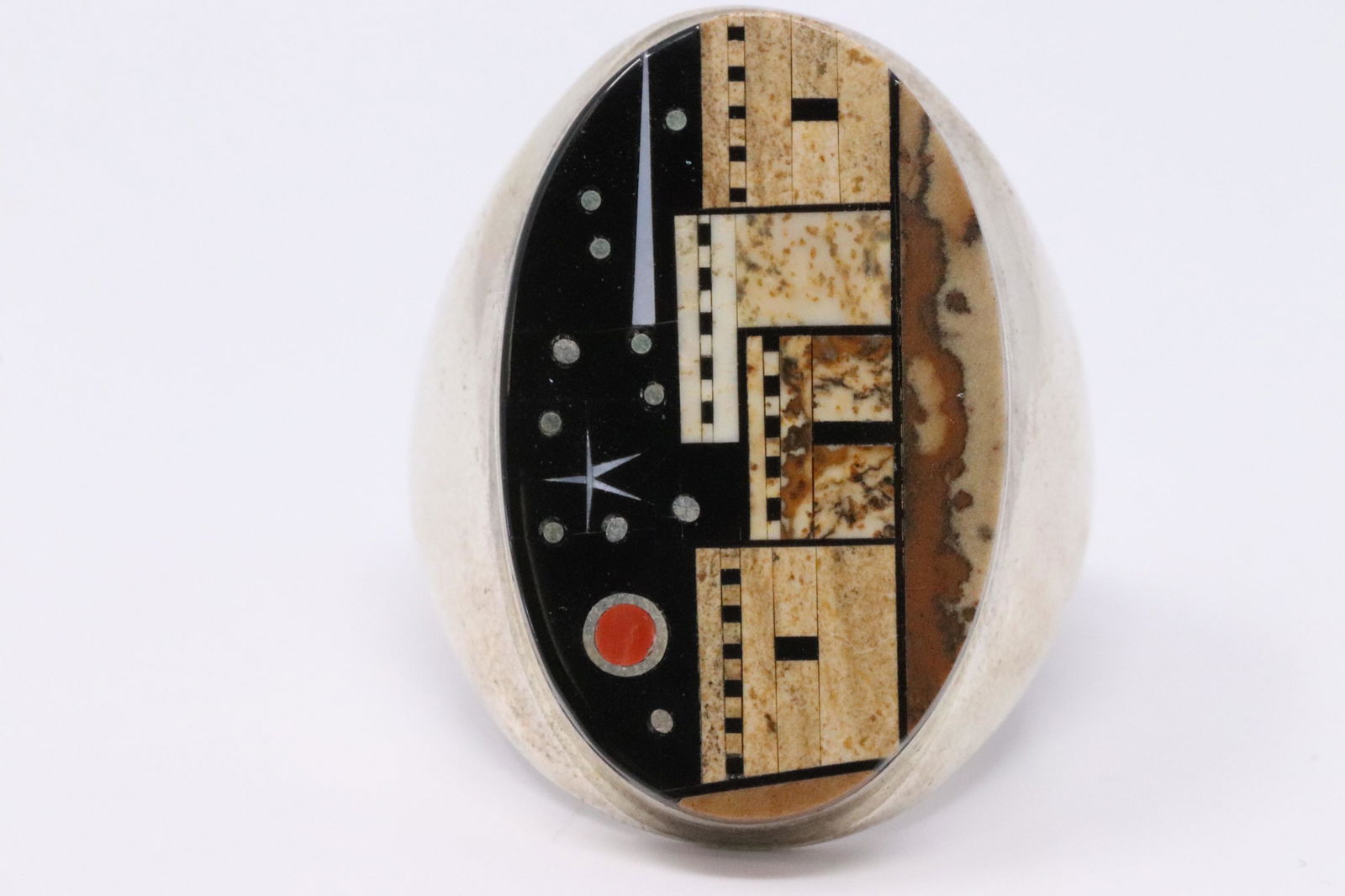 Native American Zuni Handmade Sterling Silver Inlay (1 of 4)