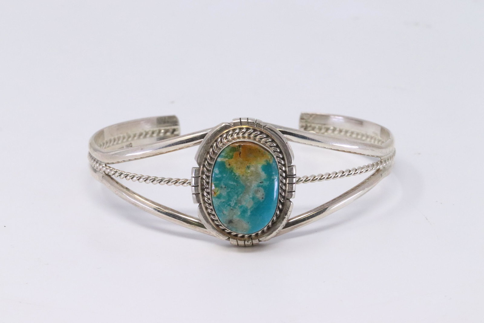Native American Navajo Handmade Sterling Silver: This is a Native American Navajo Handmade Sterling Silver Turquoise Bracelet by Renee Yazzie.