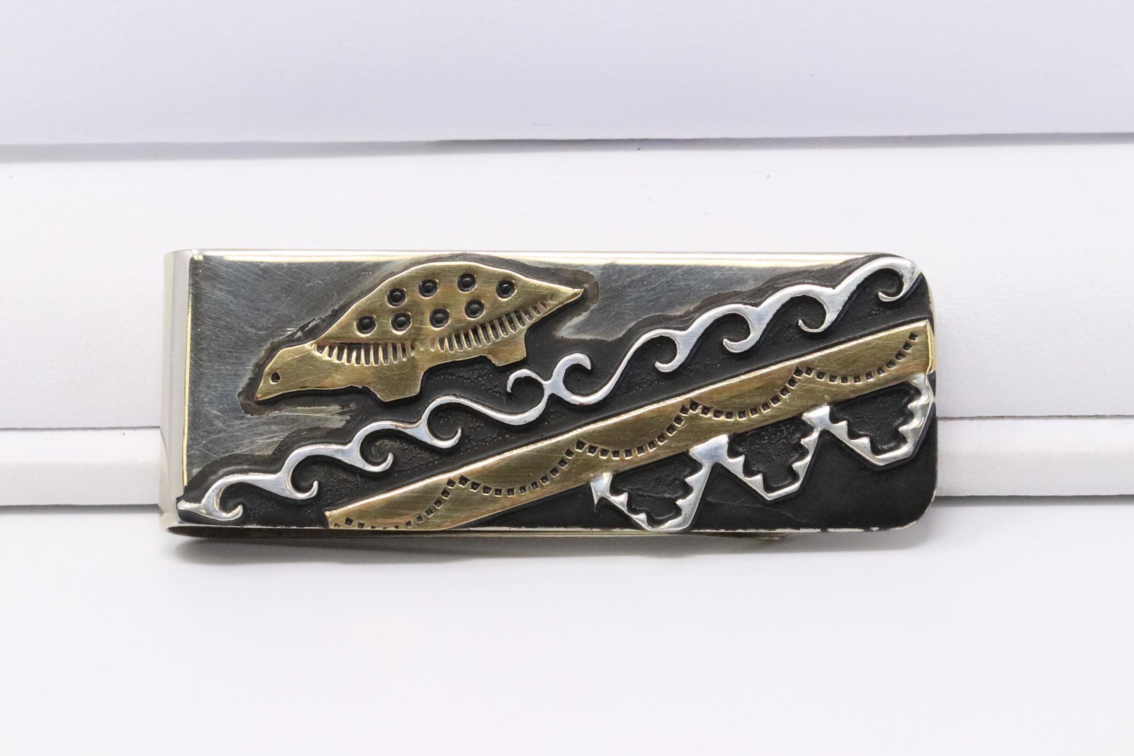 Native American Navajo Handmade Sterling Silver Gold: This is a Native American Navajo Handmade Sterling Silver Gold Plated Tortoise Money Clip.