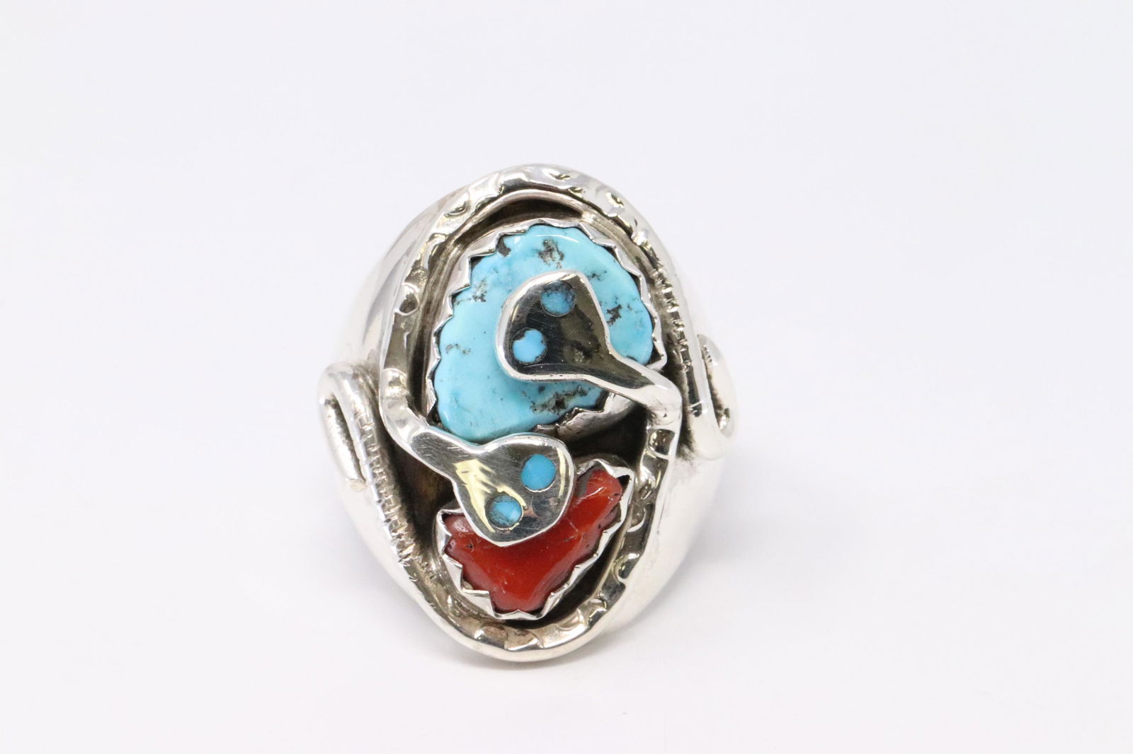 Native American Zuni Handmade Sterling Silver Turquoise (1 of 5)