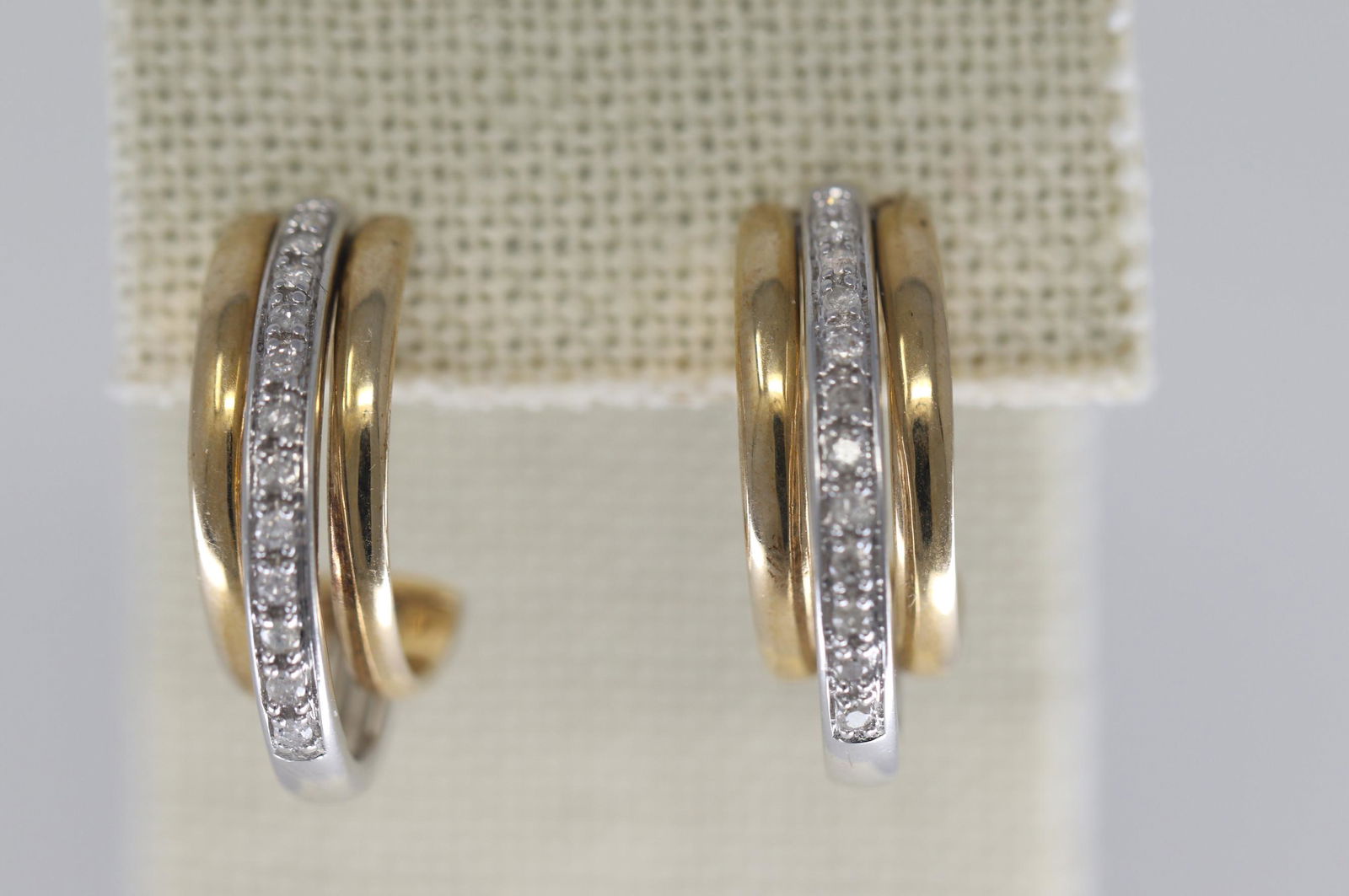 Two tone Gold with Diamond earrings (1 of 3)