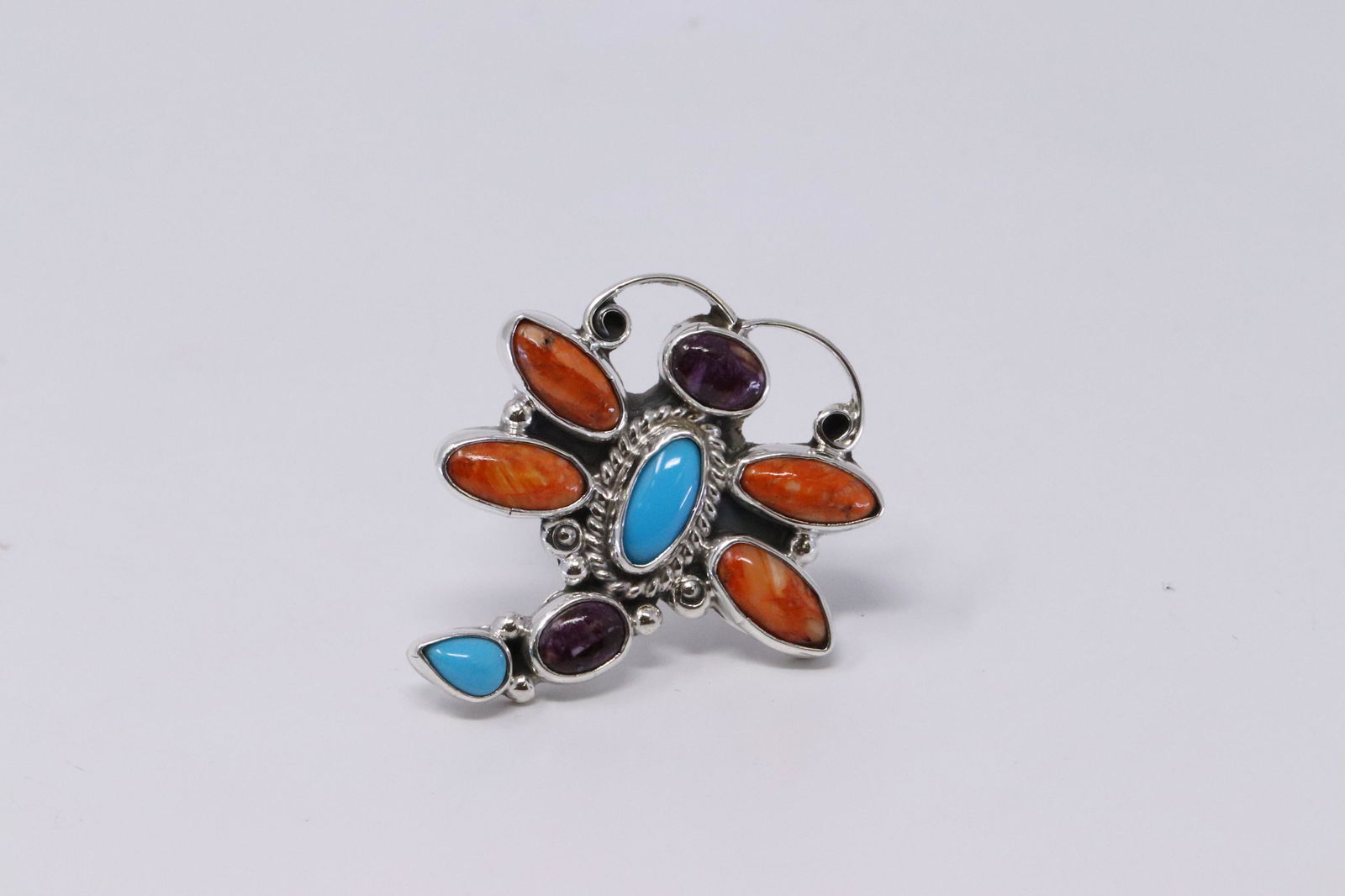 Native American Navajo Handmade Sterling Silver: This is a Native American Navajo Handmade Sterling Silver Multi-Color Dragonfly Ring by Bobby Platero. Ring size is 5.50