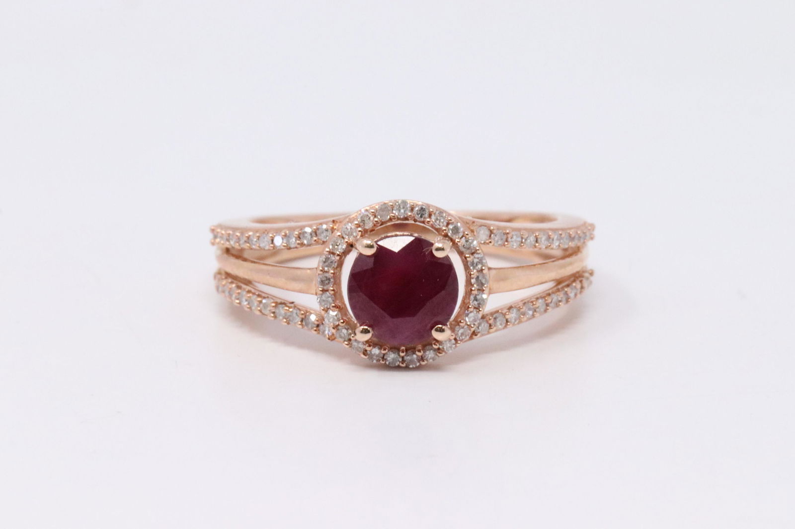 14Kt Rose Gold Diamond / Ruby Ring (1 of 4)