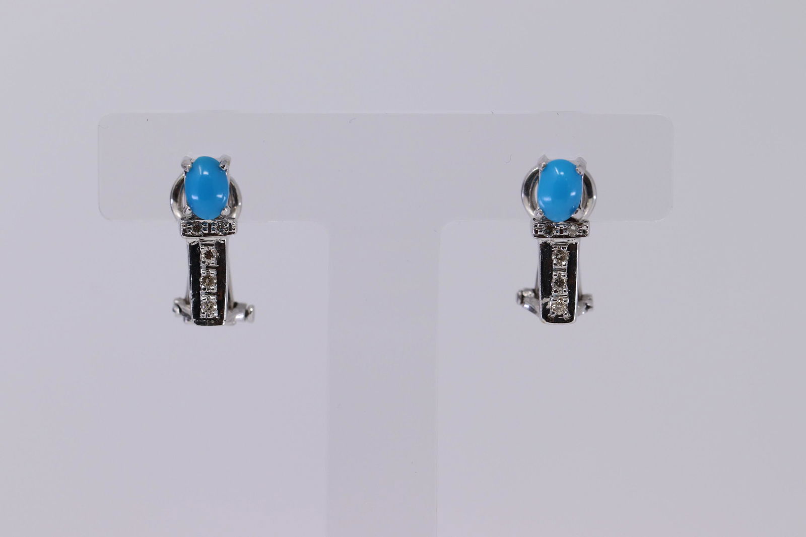 18KT Diamond & Turquoise Earrings (1 of 4)