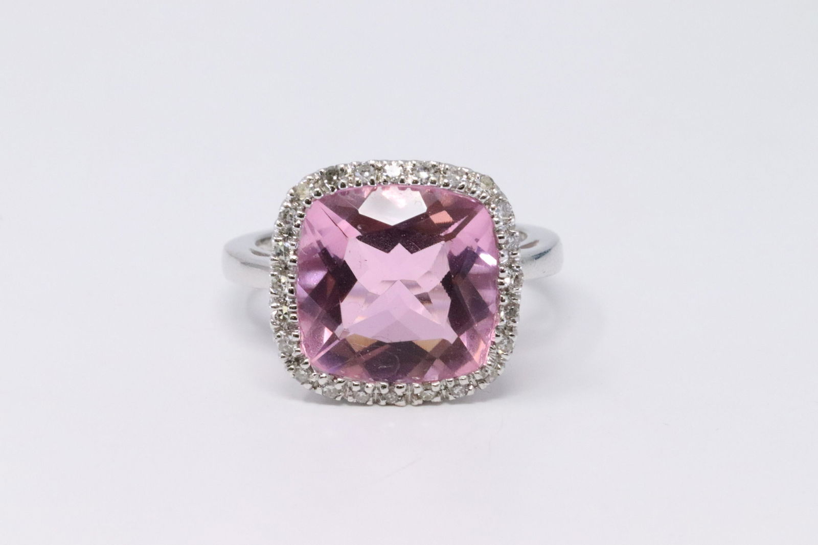 14KT Diamond Pink Topaz Ring. (1 of 4)
