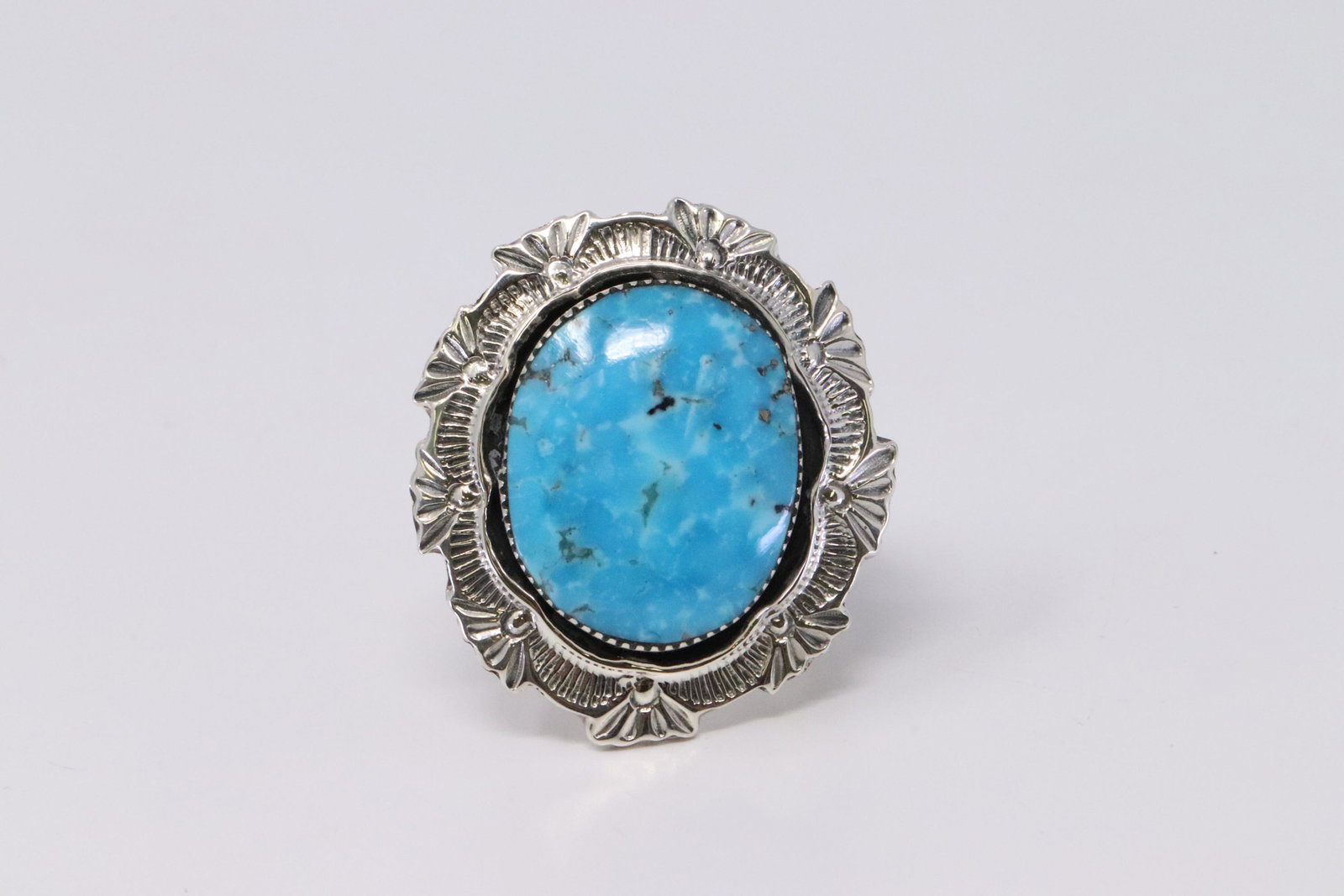 Native American Navajo Handmade Sterling Silver: This is a Native American Navajo Handmade Sterling Silver Turquoise Ring by Daniel Benally. Ring size is 6.50. REF: R.B