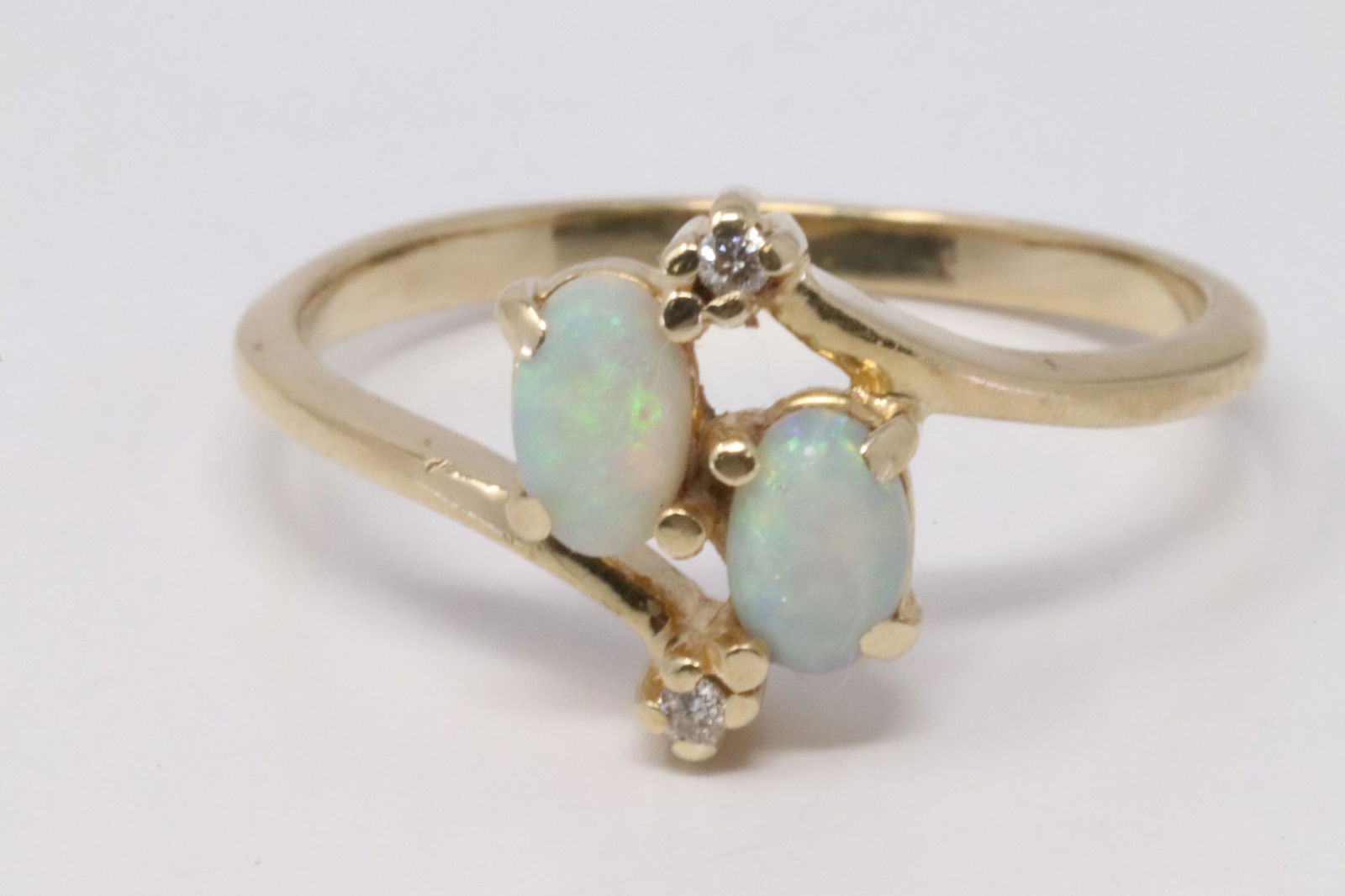 14KT Yellow Gold Diamond/Opal Ring (1 of 4)