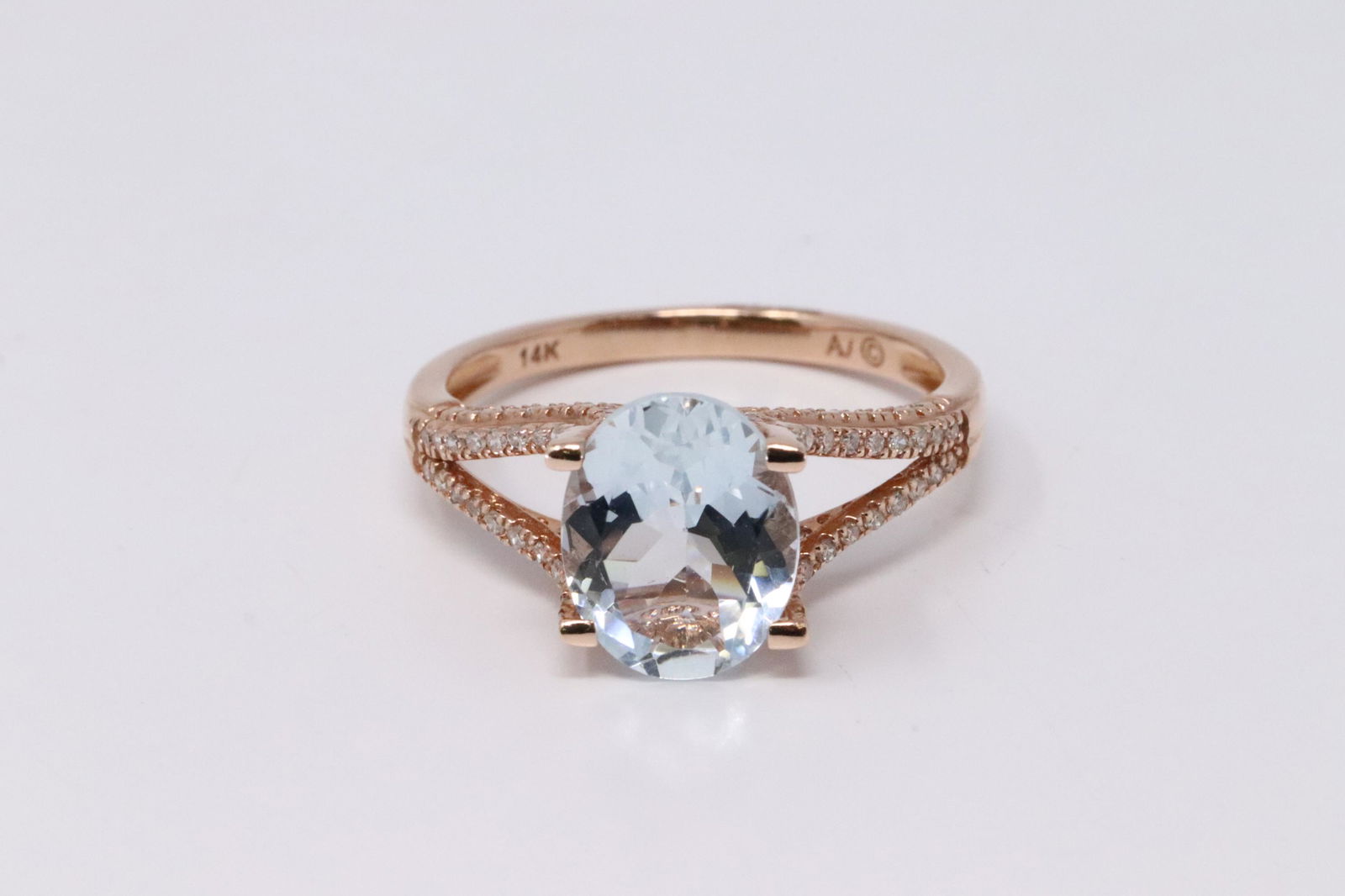 14KT Diamond/Aquamarine Ring (1 of 4)