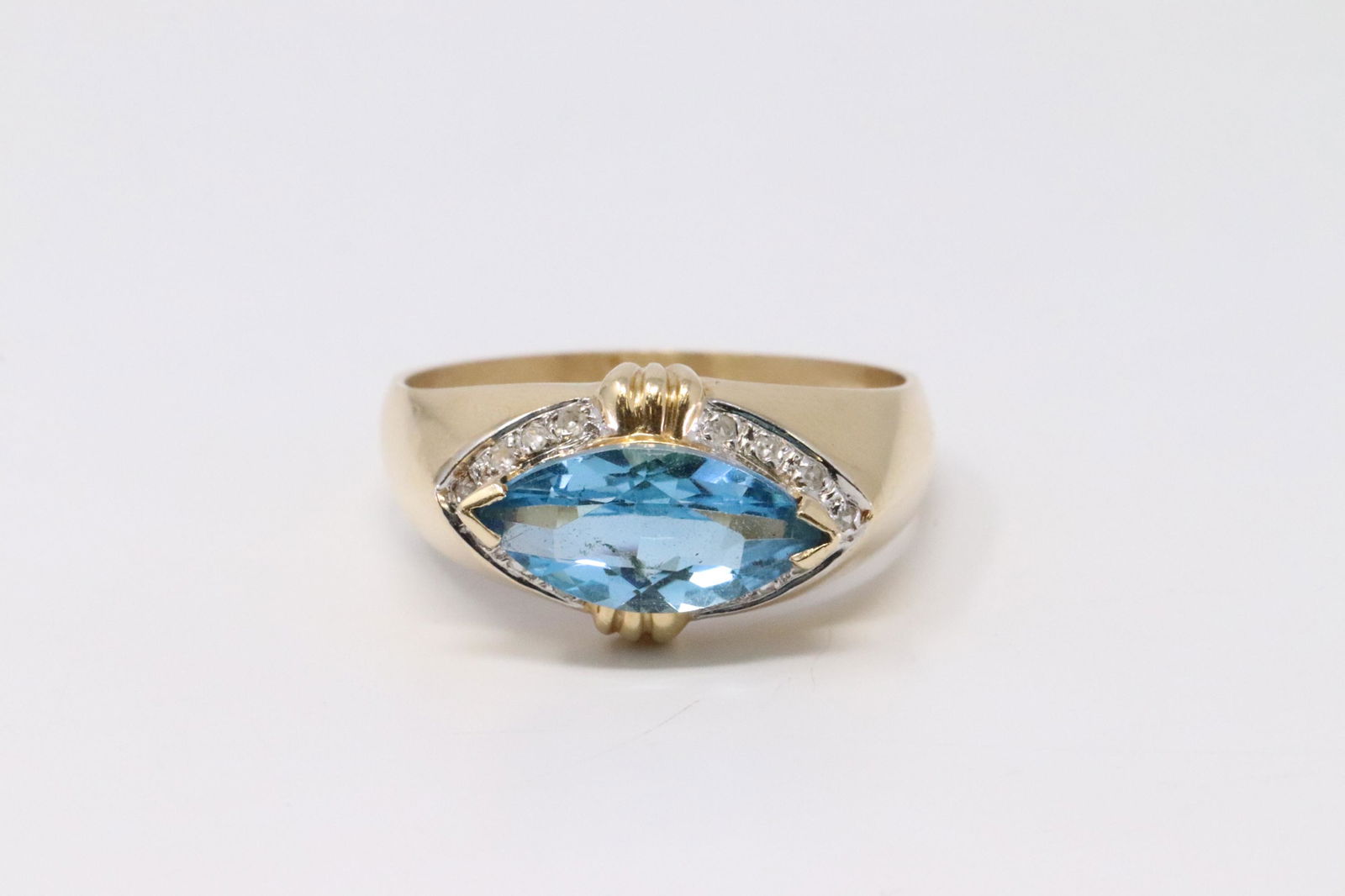 14KT Blue Topaz Diamond Ring (1 of 4)