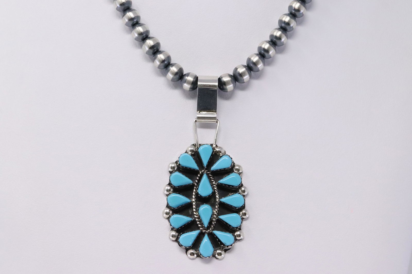 Native American Zuni Handmade Sterling Silver Turquoise (1 of 4)