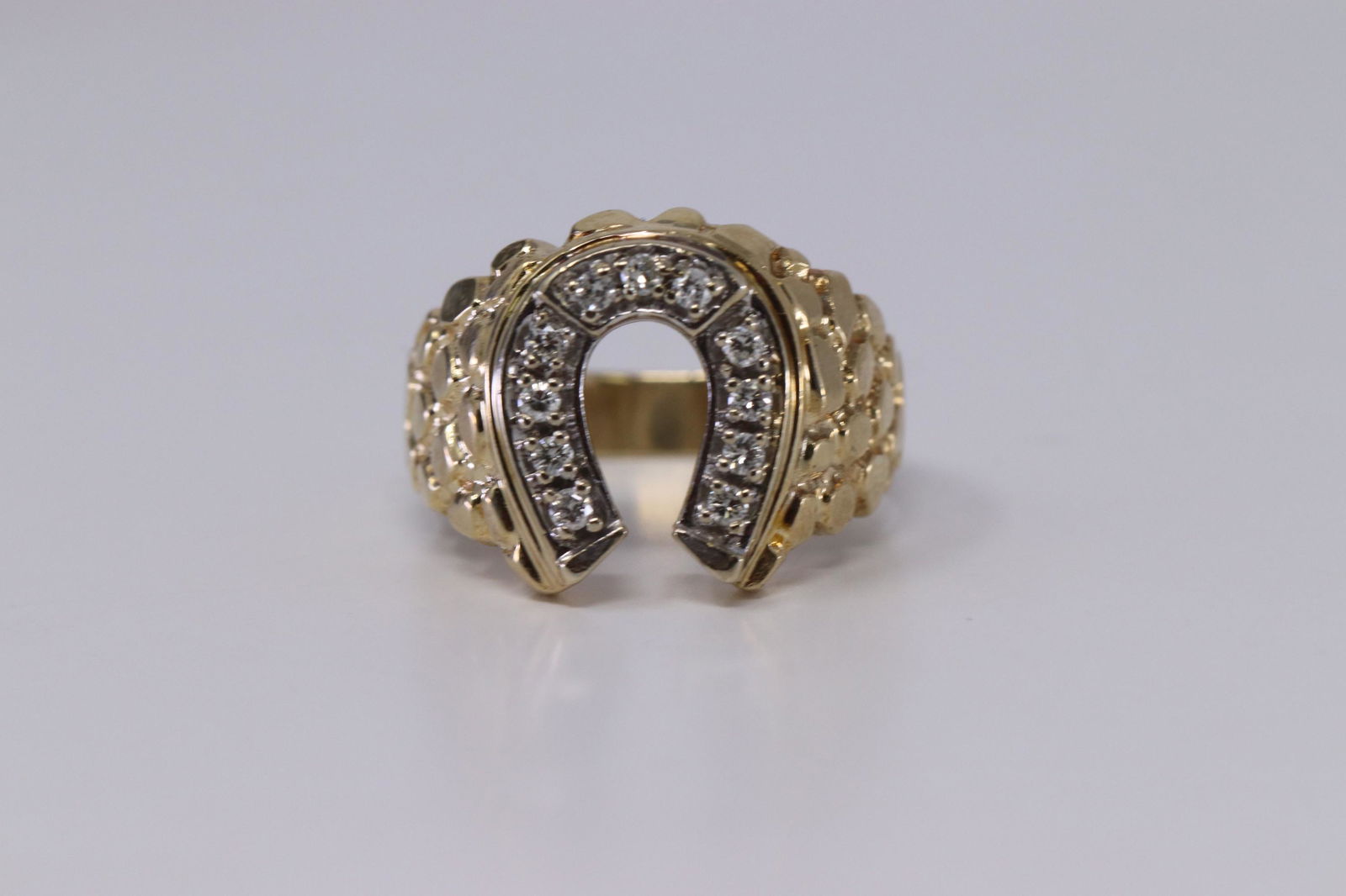 14Kt Men's Diamond "Horse Shoe" Diamond Ring (1 of 4)