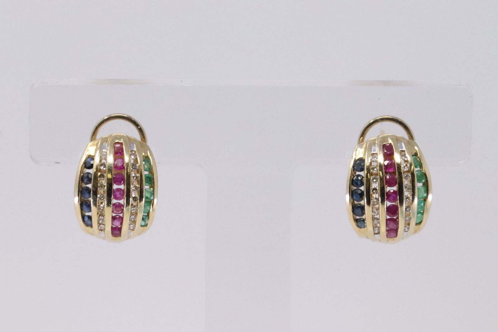 Ladies Diamond/Sapphire/Ruby and Emerald Earrings. (1 of 3)