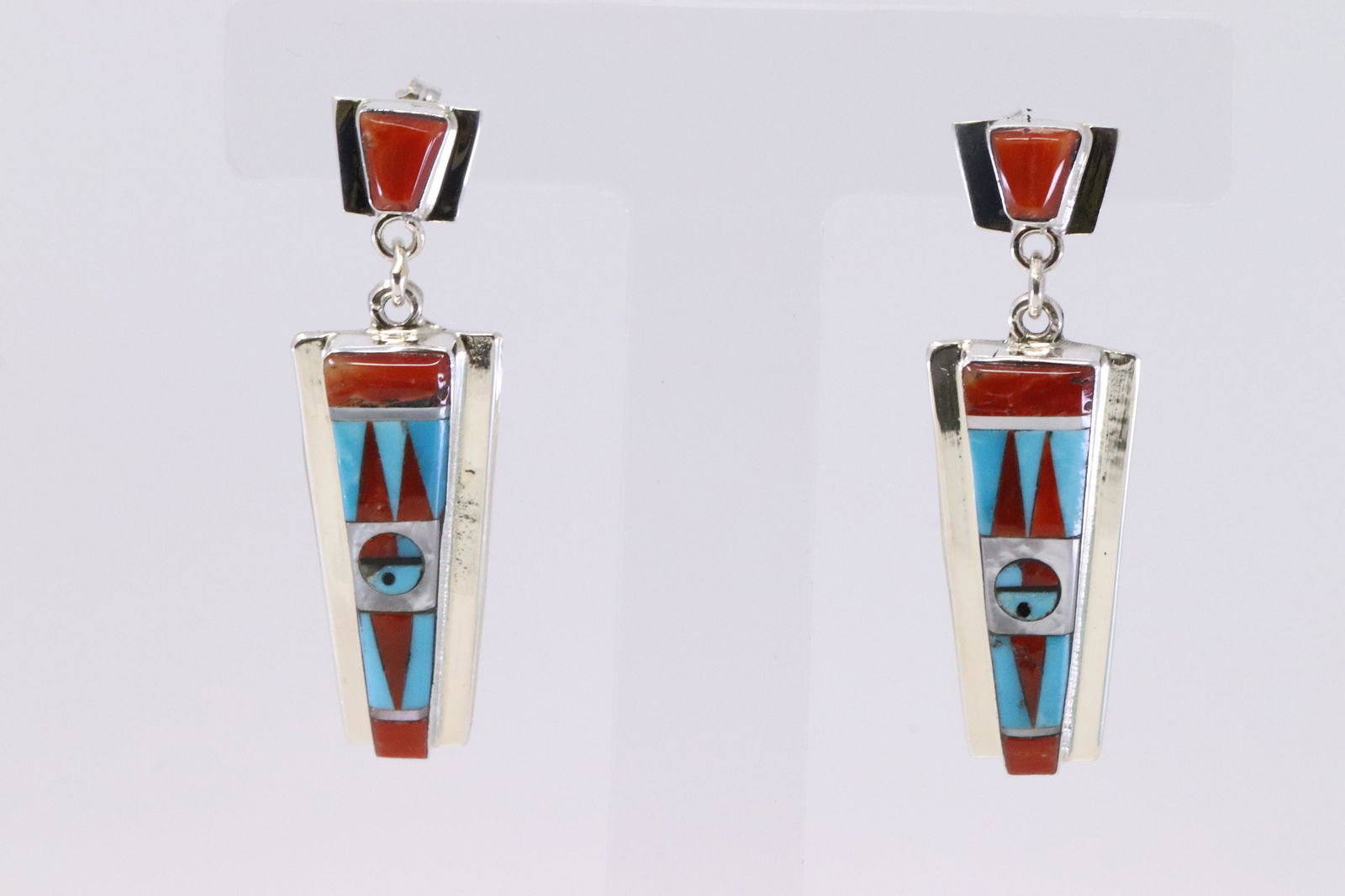 Native American Handmade Sterling Silver Zuni Earring's (1 of 3)