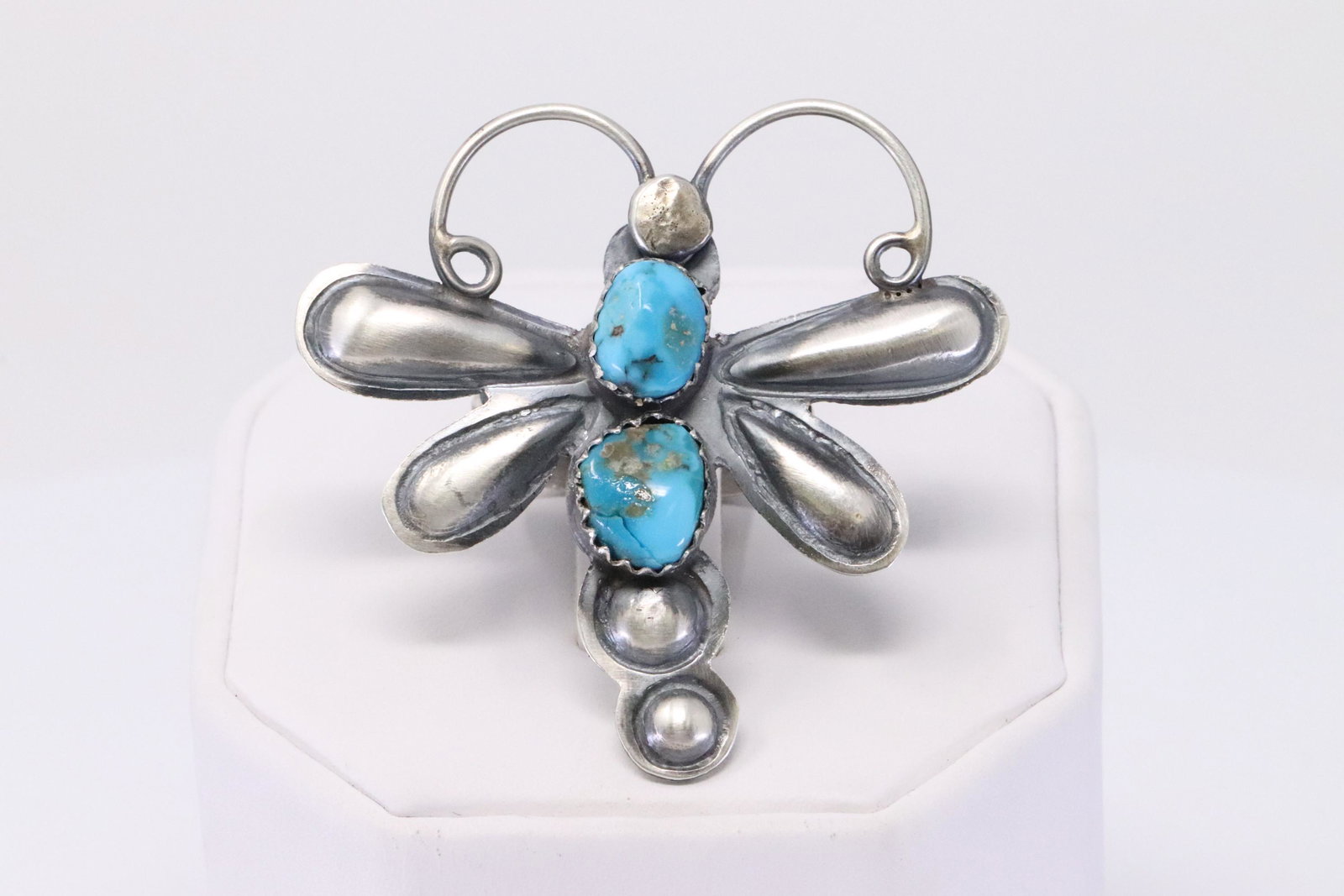 Native American Navajo Handmade Sterling Silver: This is a Native American Navajo Handmade Sterling Silver Turquoise Dragonfly Ring by Tim Yazzie. Ring size is 8.25