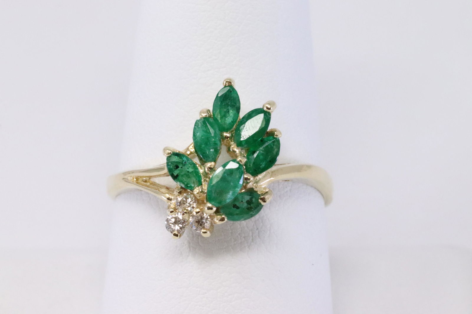 14KT Diamond/Marquise Shap Emerald Ring (1 of 4)