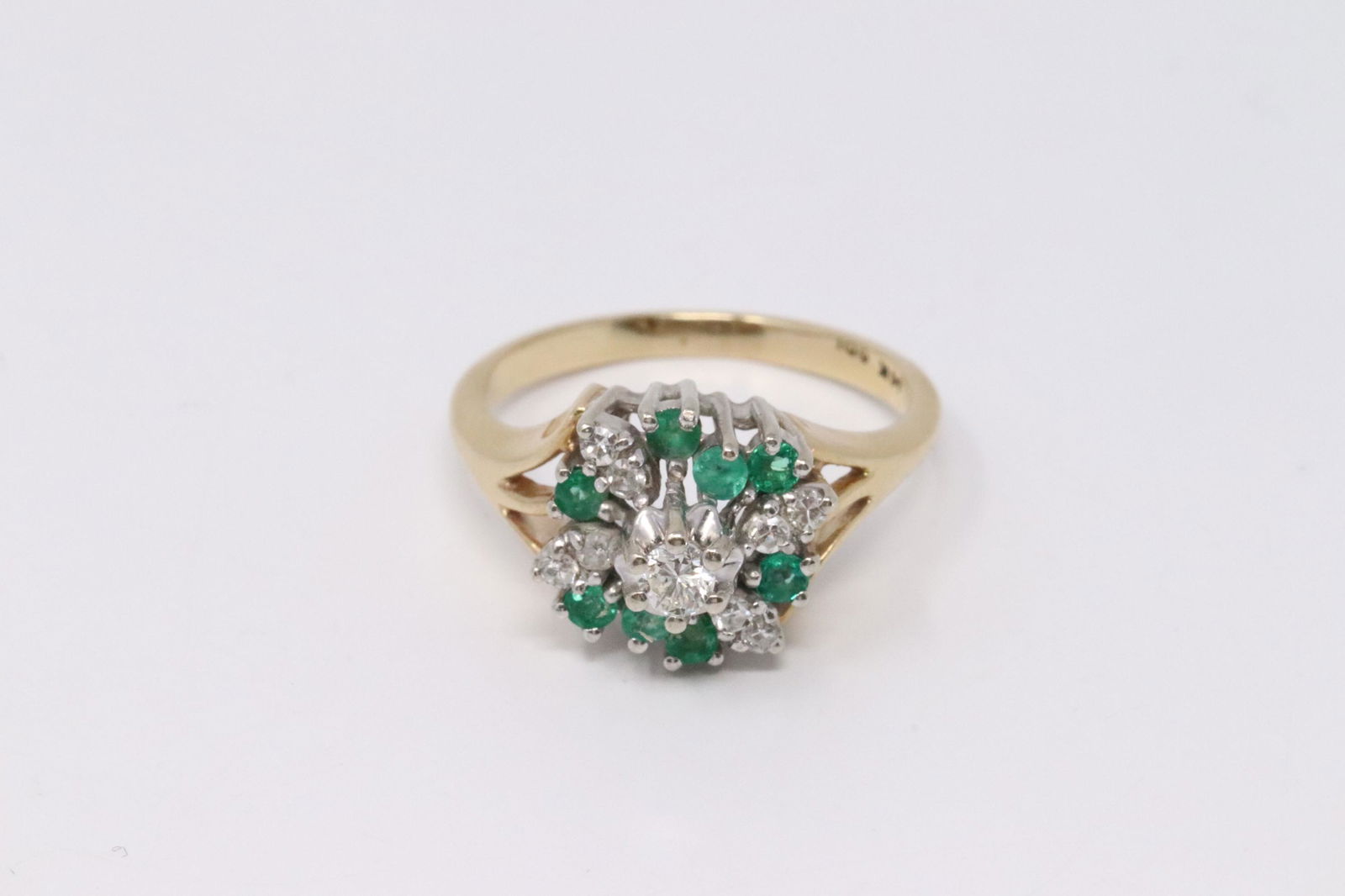 14Kt Vintage Ladies Emerald And Diamond Ring (1 of 4)