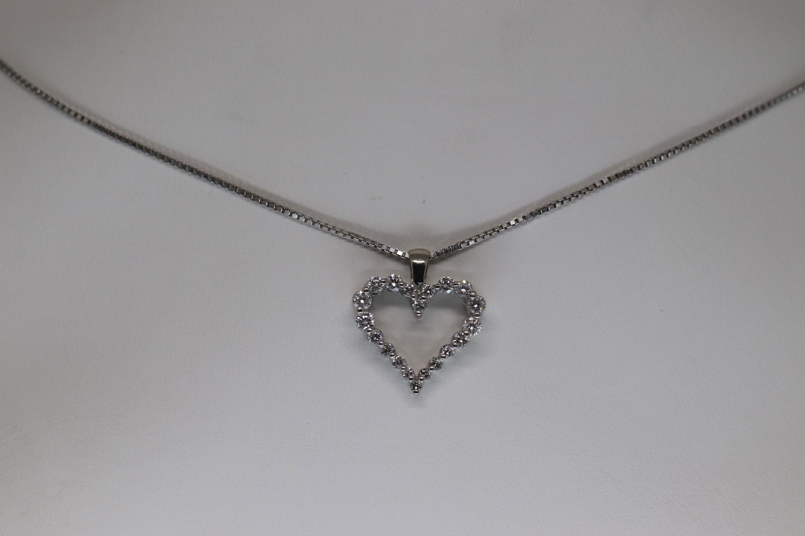 14KT White Gold Diamond Heart Necklace (1 of 5)