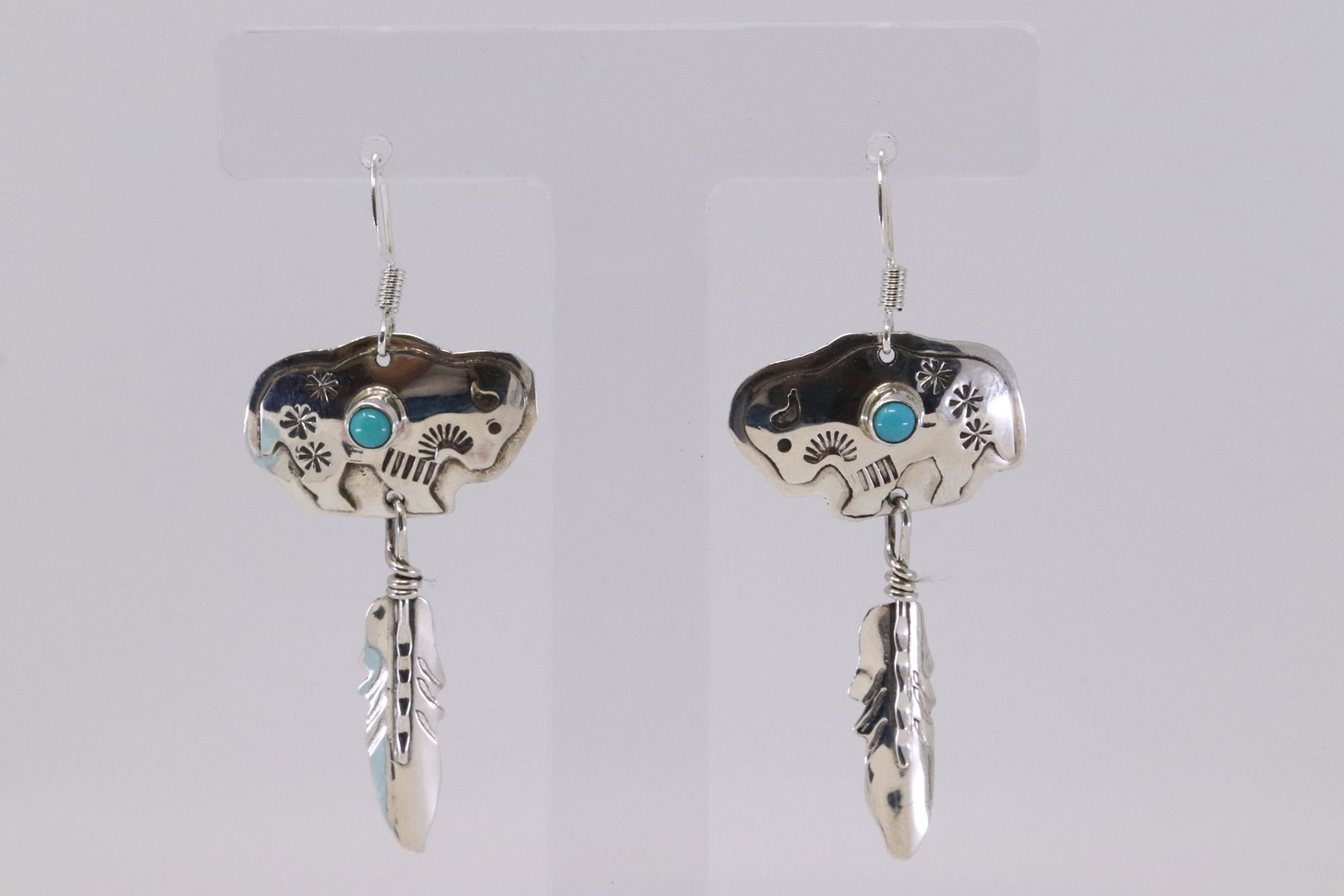 Native American Handmade Sterling Silver Navajo: This is a Native American Handmade Sterling Silver Navajo Turquoise Dangling Earring's By Jeff James Jr.