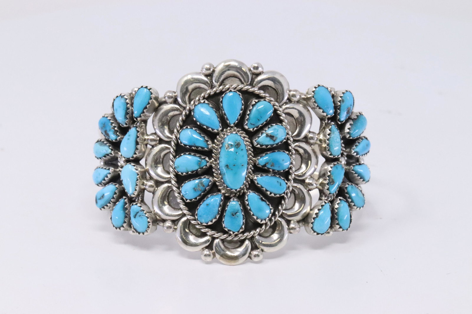 Native American Zuni Handmade Sterling Silver Sleeping: This is a Native American Zuni Handmade Sterling Silver Sleeping Beauty Turquoise Bracelet by Eunise Wilson.