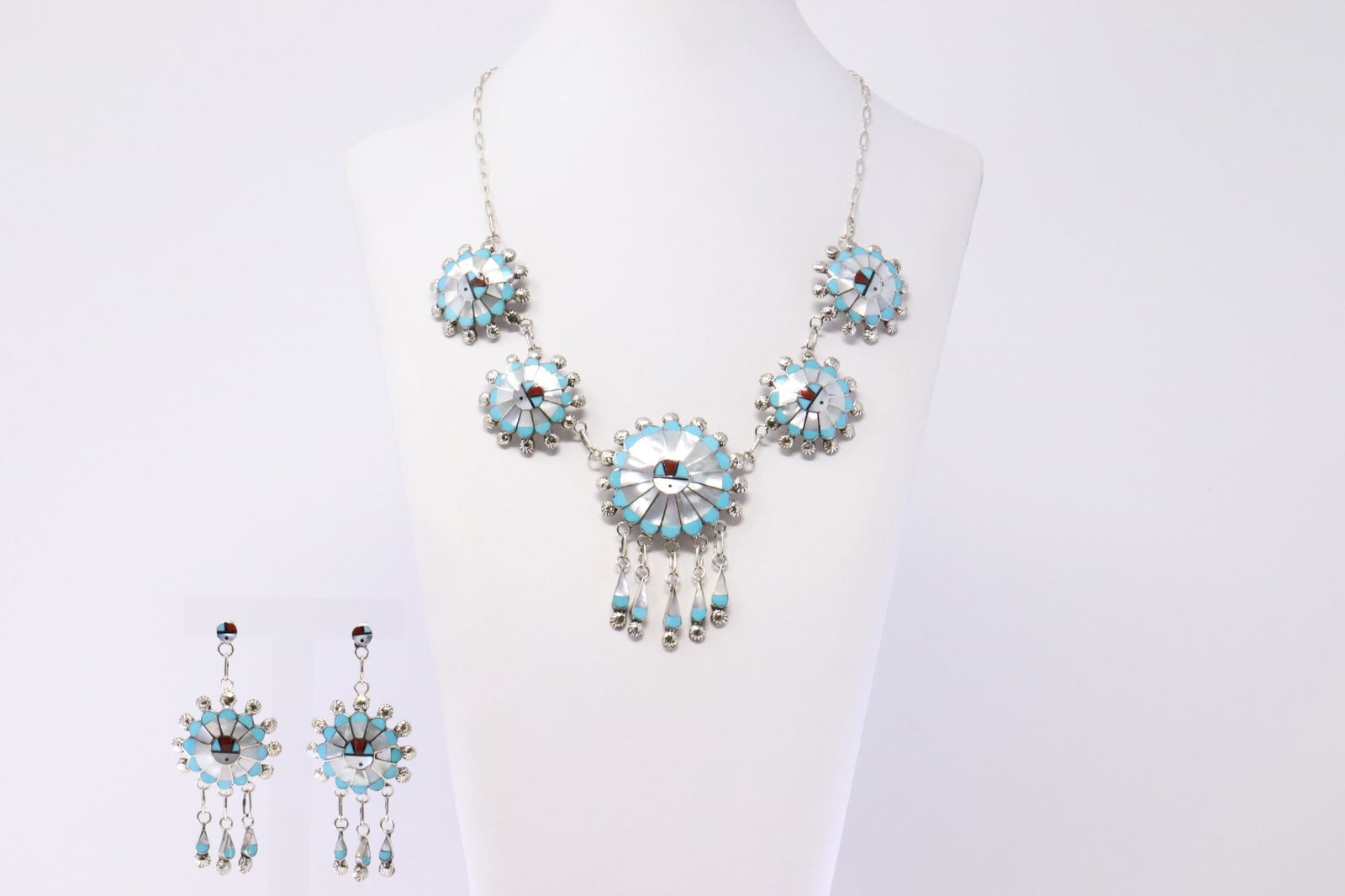 Native American Handmade Sterling Silver Zuni Necklace (1 of 3)