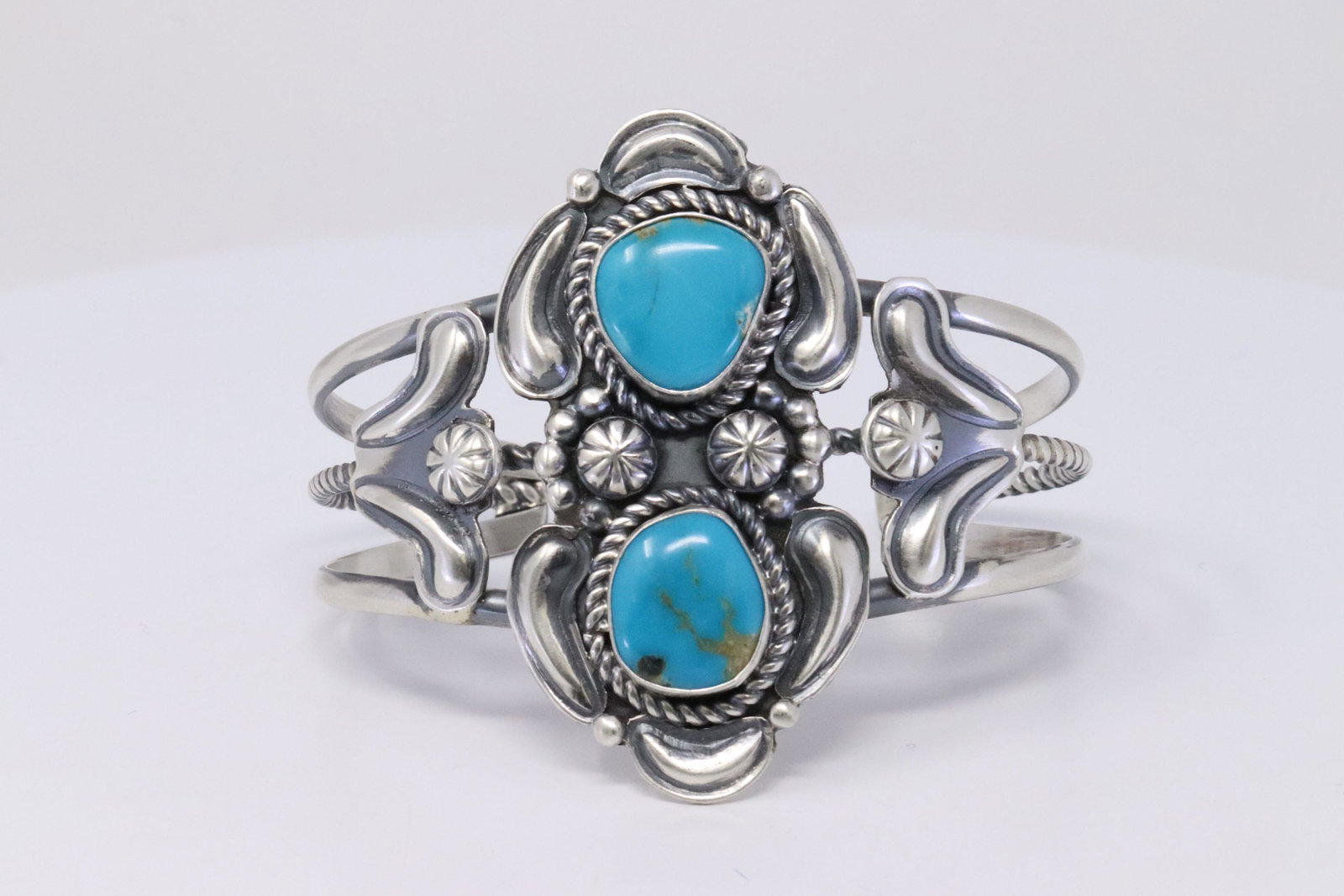 Native American Navajo Handmade Sterling Silver: This is a Native American Navajo Handmade Sterling Silver Turquoise Bracelet by Jeff James Jr.