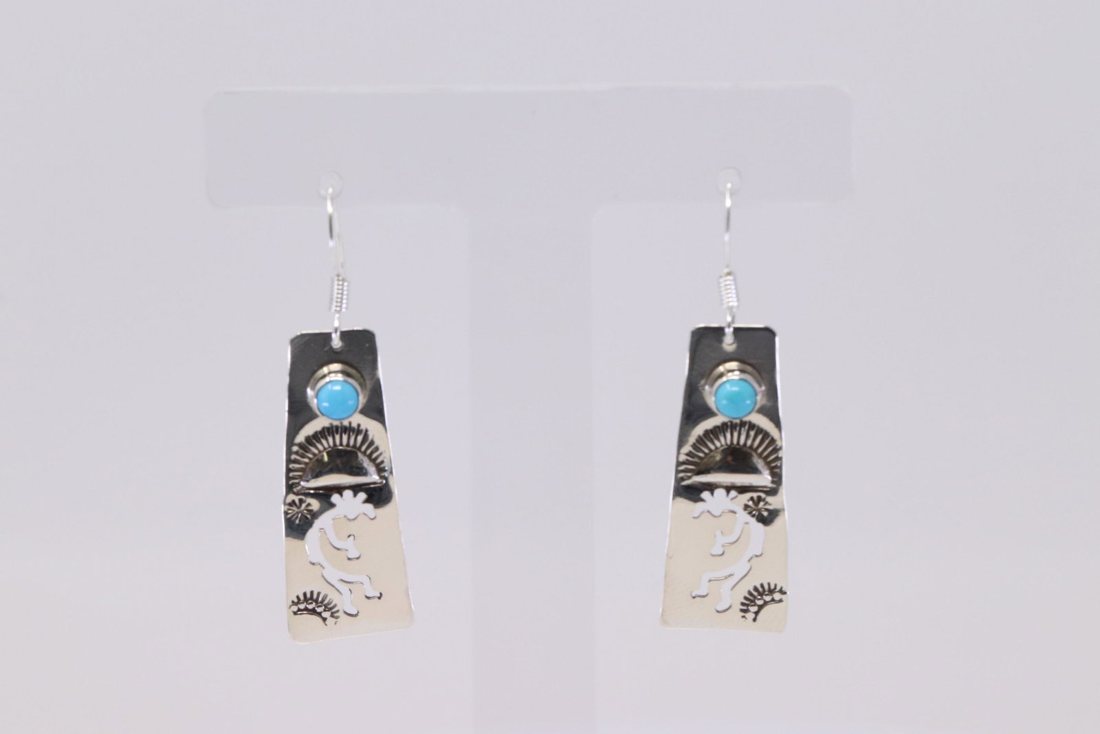 Native American Navajo Handmade Sterling Silver: This is a Native American Navajo Handmade Sterling Silver Turquoise Dangling Earring's By Jeff James Jr.