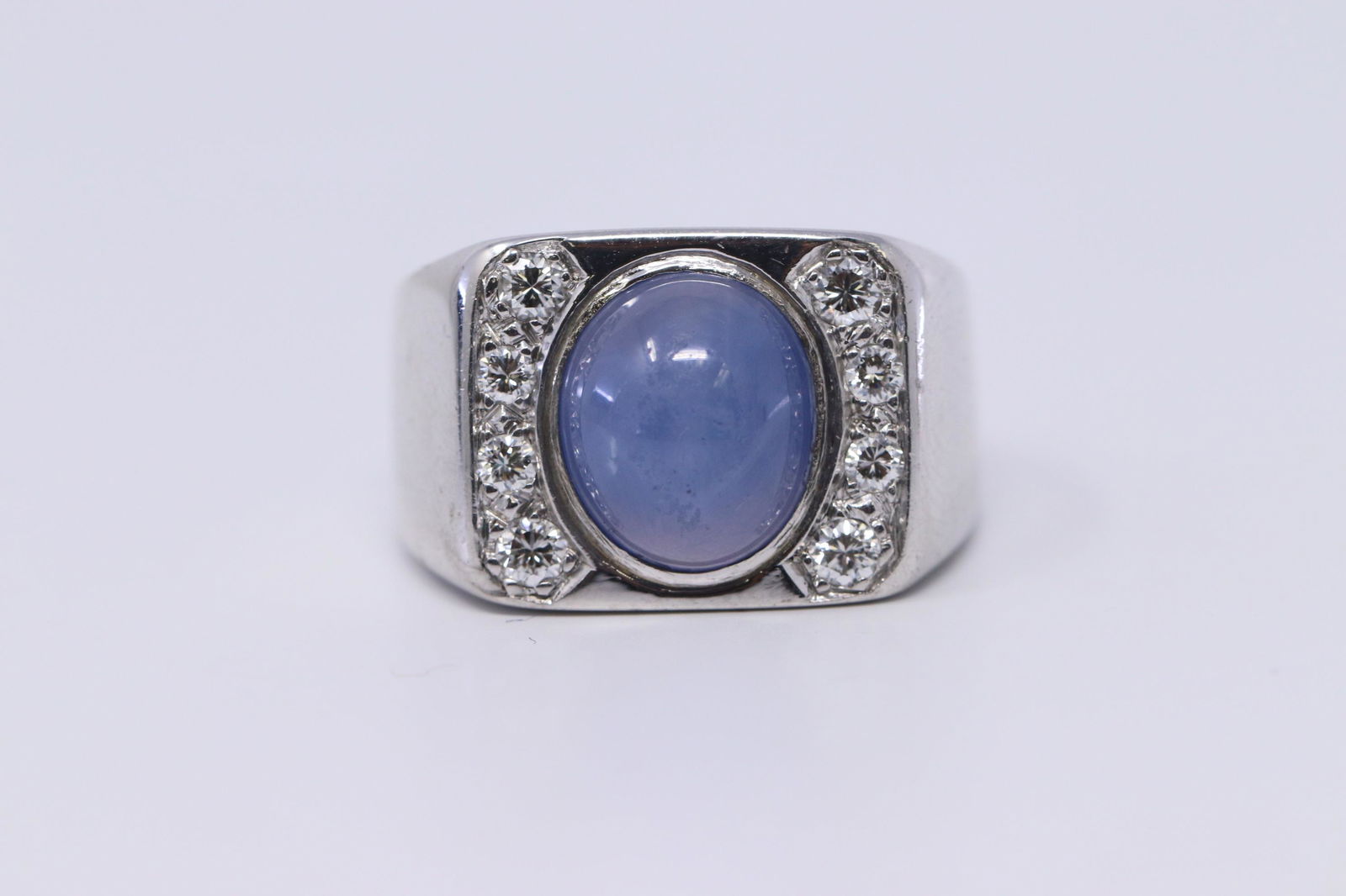 14Kt White Gold Star Sapphire|Diamond Ring (1 of 3)