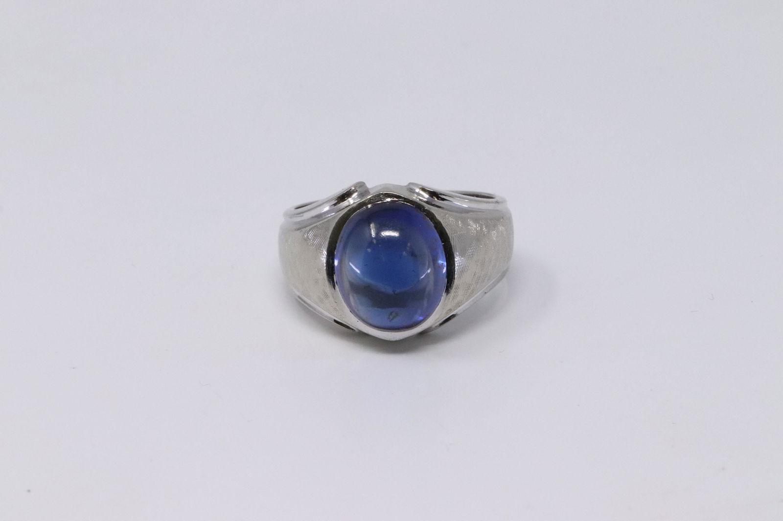14KT Men's Cabochon Blue Sapphire Ring (1 of 4)
