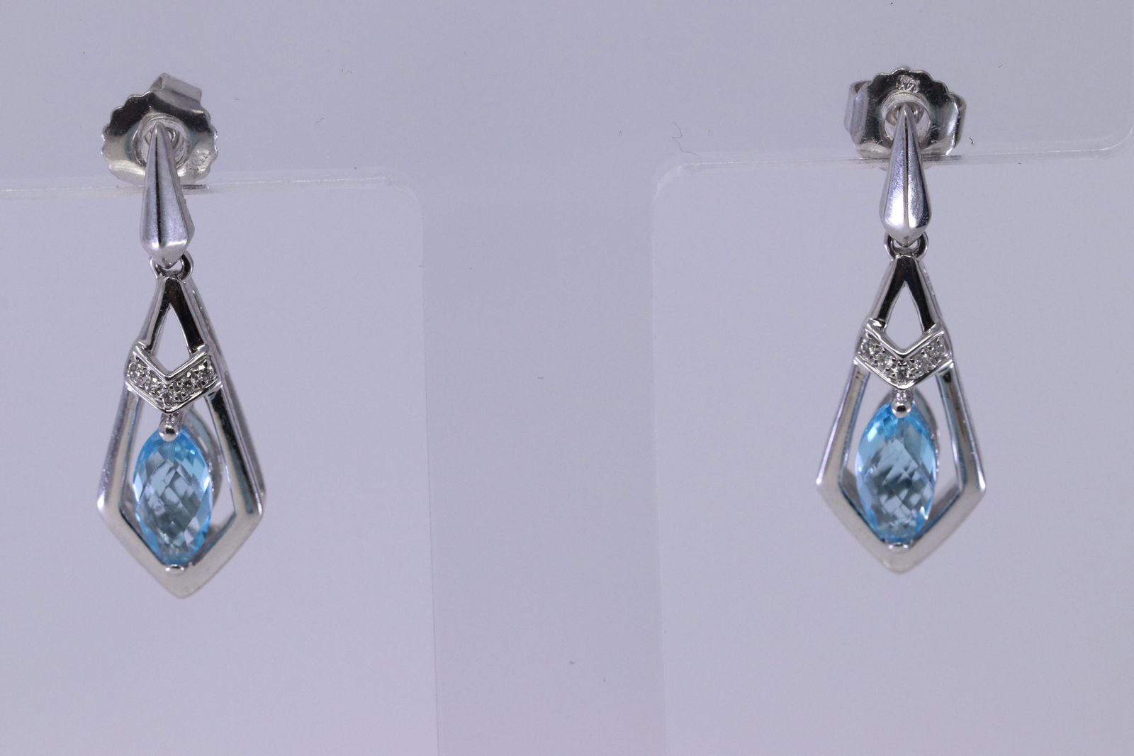 14Kt Diamond-Blue Topaz Earrings (1 of 3)