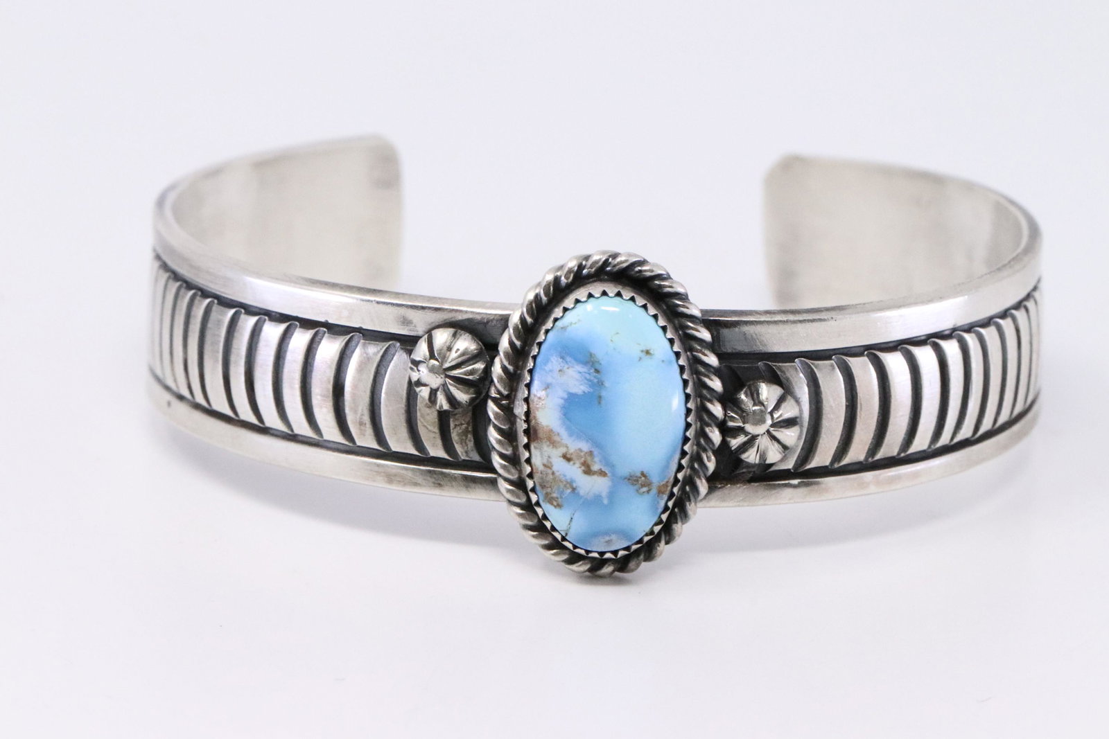 Native American Navajo Handmade Sterling Silver Golden: This is a Native American Navajo Handmade Sterling Silver Golden Hills Turquoise Bracelet By Rick Enriquez.