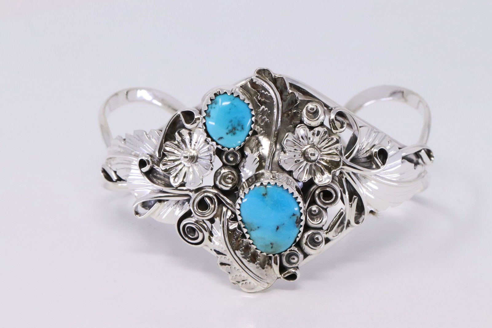 Native American Navajo Handmade Sterling Silver: This is a Native American Navajo Handmade Sterling Silver Turquoise Bracelet By Harry B. Yazzie.