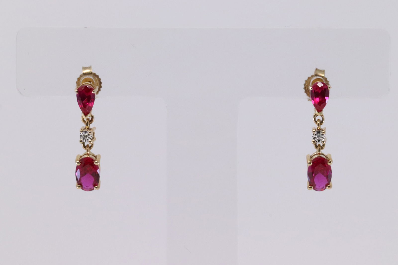 Yellow Gold Ruby Diamond Earring's. (1 of 4)