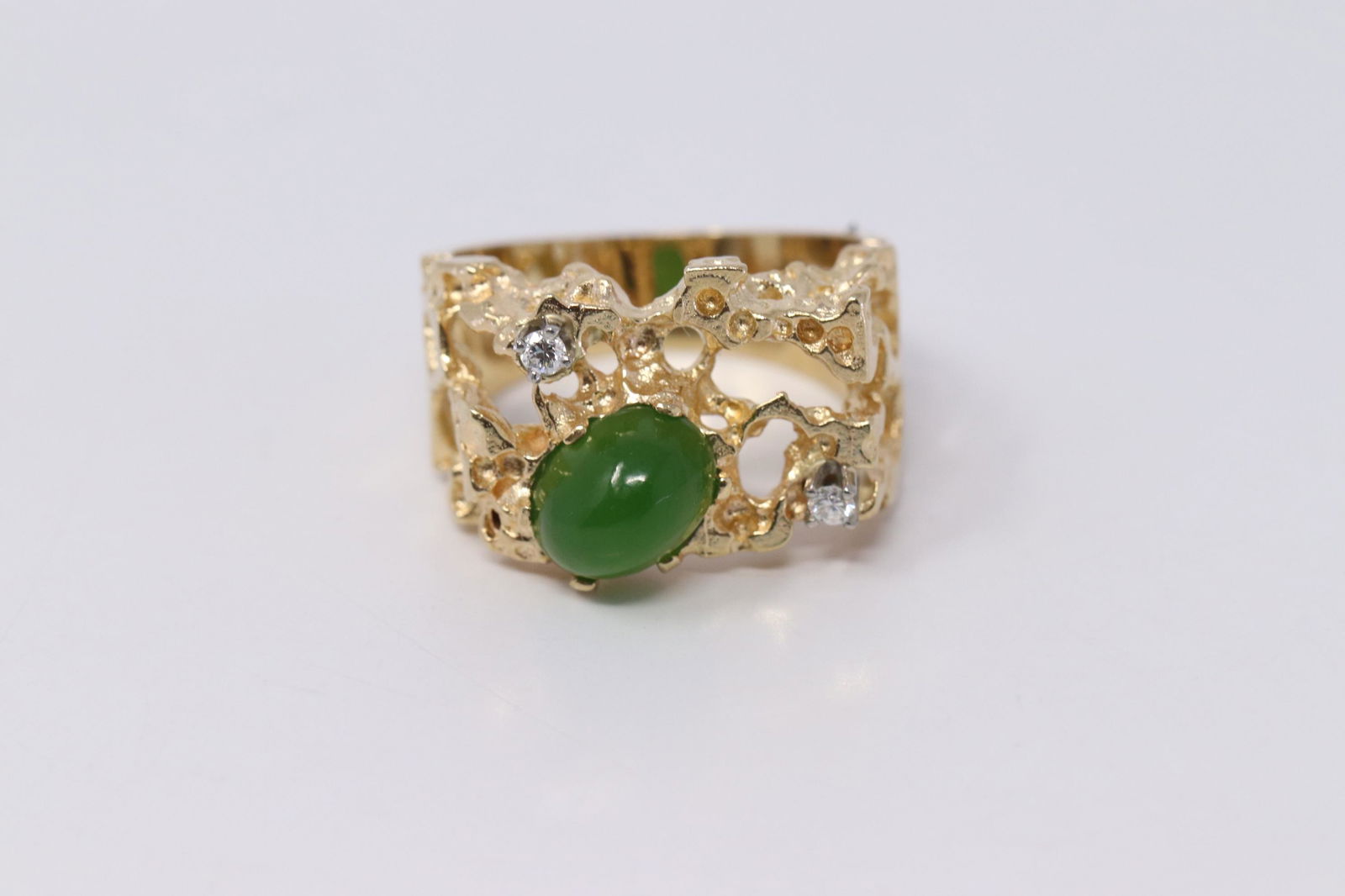 14KT Men's Jade | Diamond Ring (1 of 3)