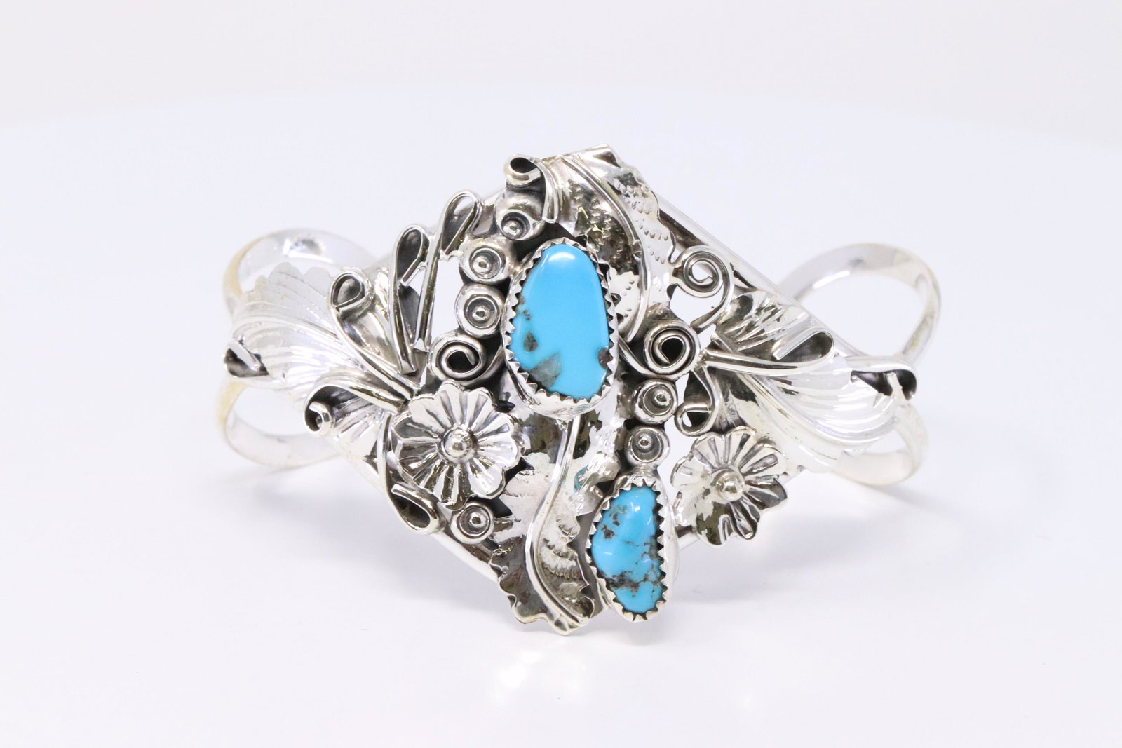 Native American Navajo Handmade Sterling Silver: This is a Native American Navajo Handmade Sterling Silver Turquoise Bracelet By Harry B Yazzie