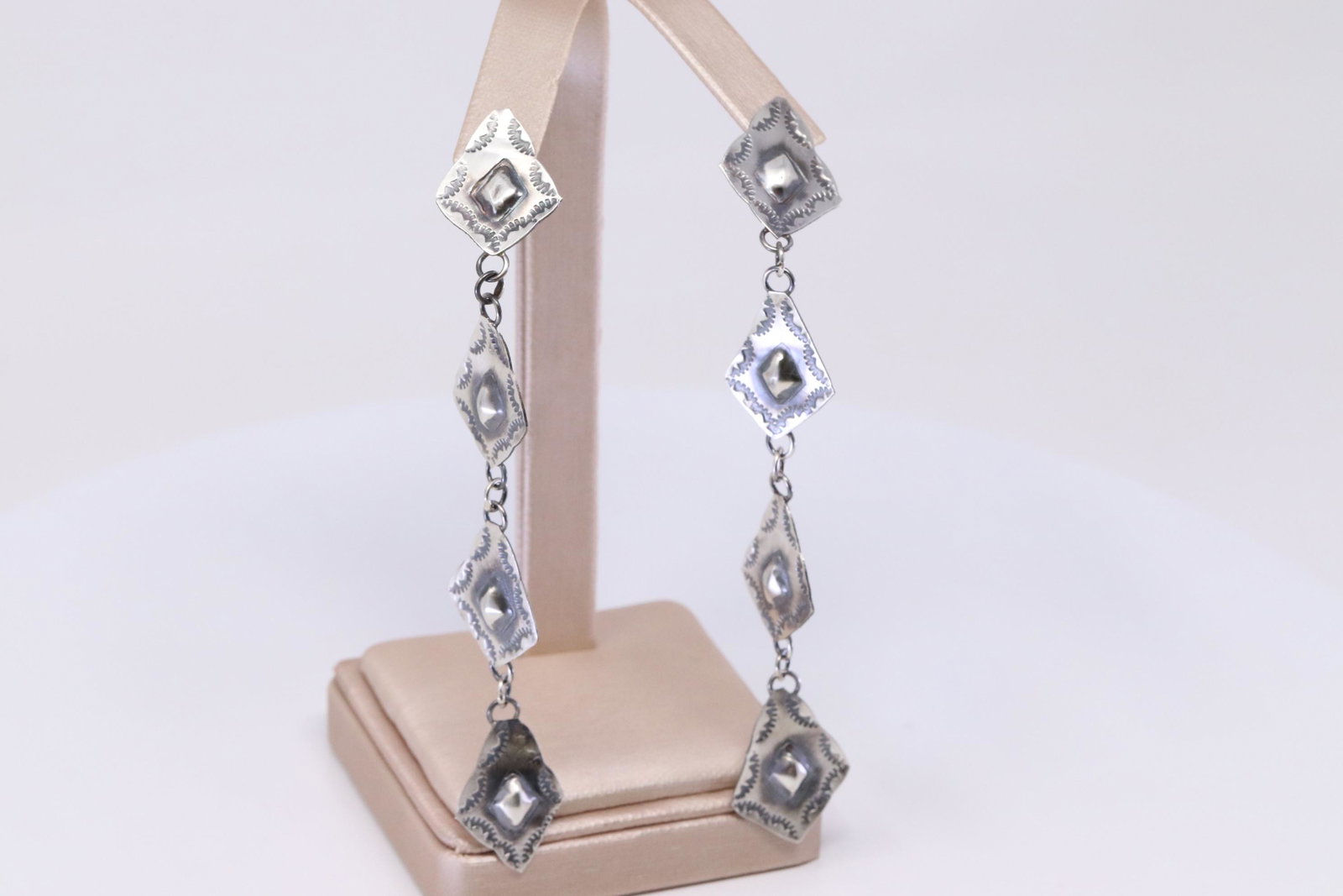 Native AmericanNavajo Handmade Sterling Silver Post: This is a Native AmericanNavajo Handmade Sterling Silver Post Dangling Earring's By Tim Yazzue.