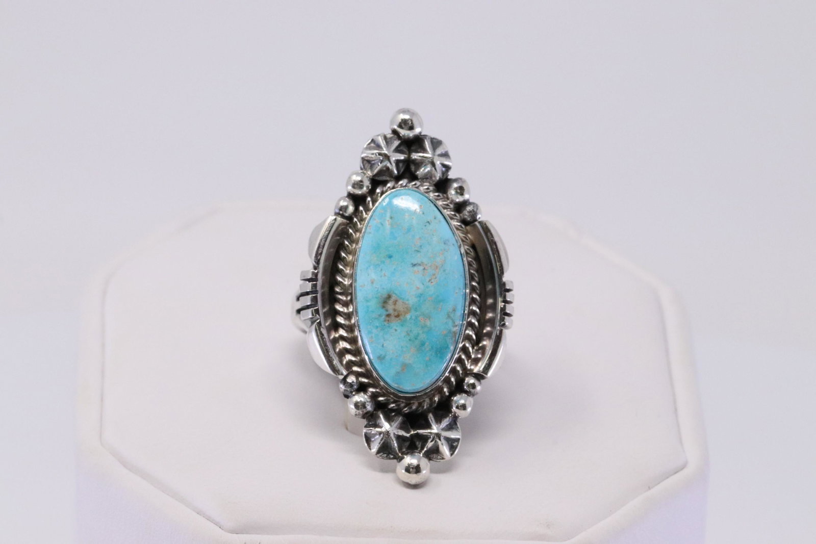 Native American Navajo Handmade Sterling Silver: This is a Native American Navajo Handmade Sterling Silver Turquoise Ring By Daniel Benally. Ring size: 5.25.