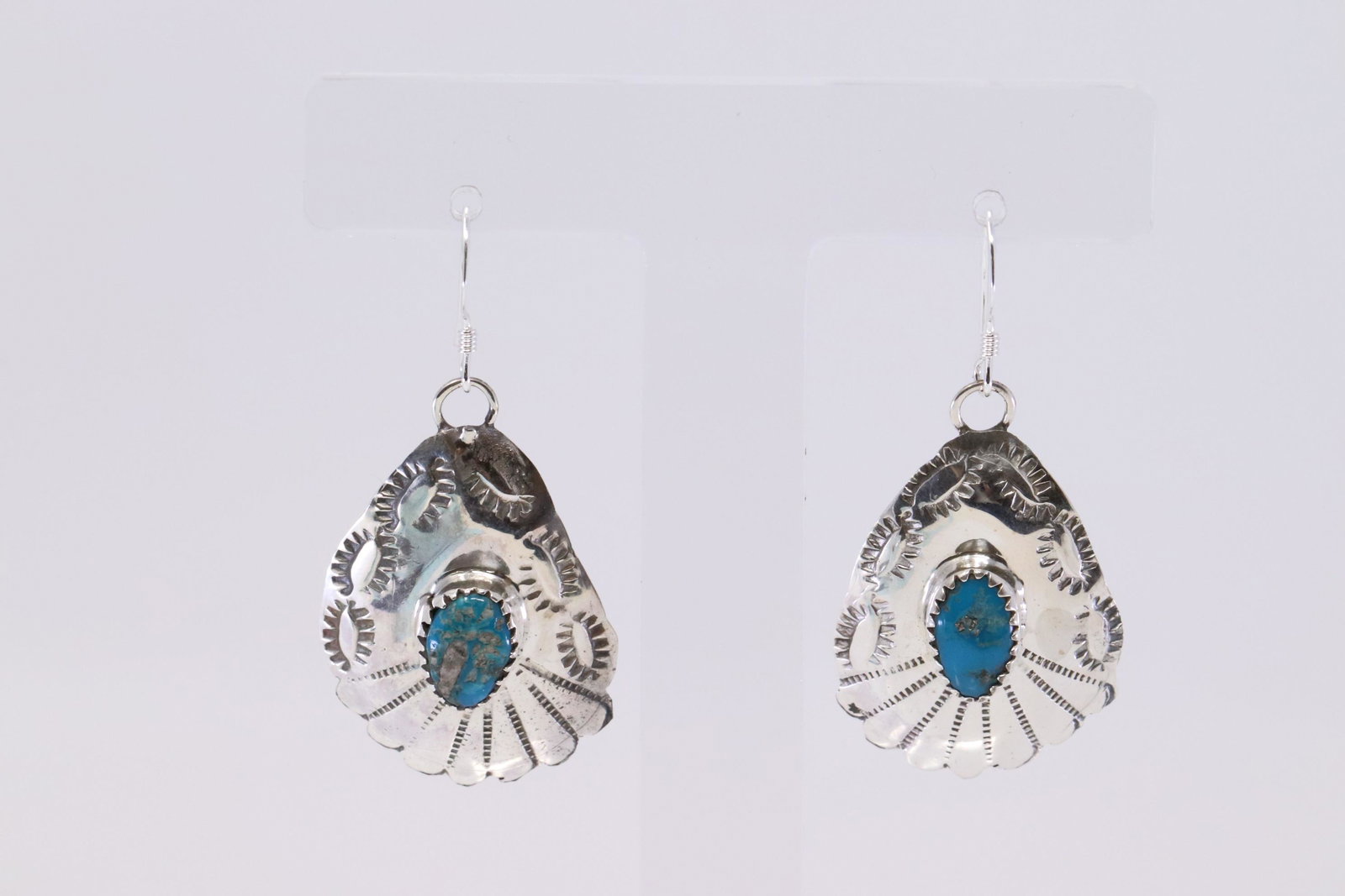Native American Navajo Handmade Sterling Silver: This is a Native American Navajo Handmade Sterling Silver Turquoise Post Earring's By Roger Pino.