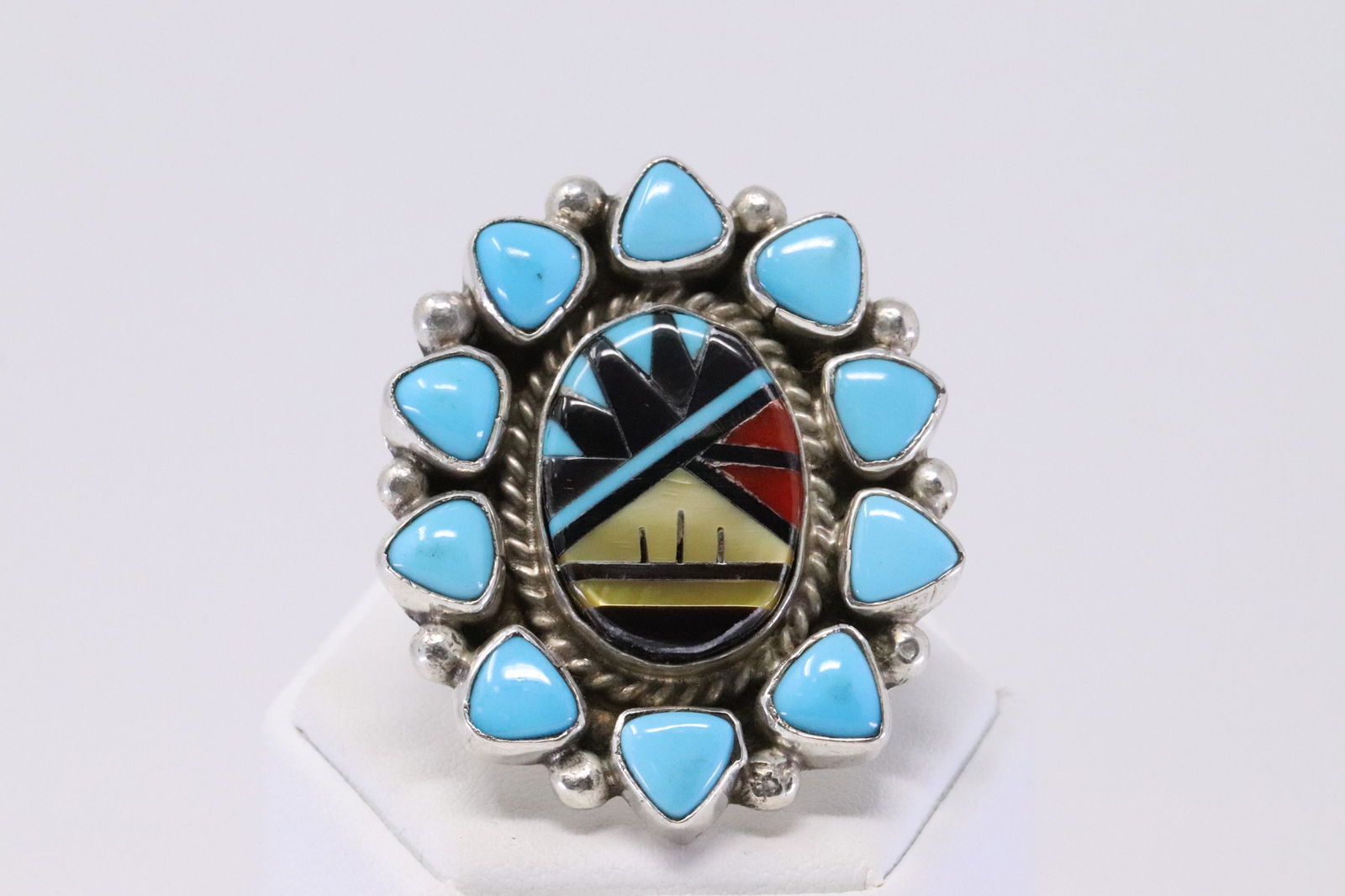 Native American Zuni Handmade Sterling Silver Turquoise (1 of 4)