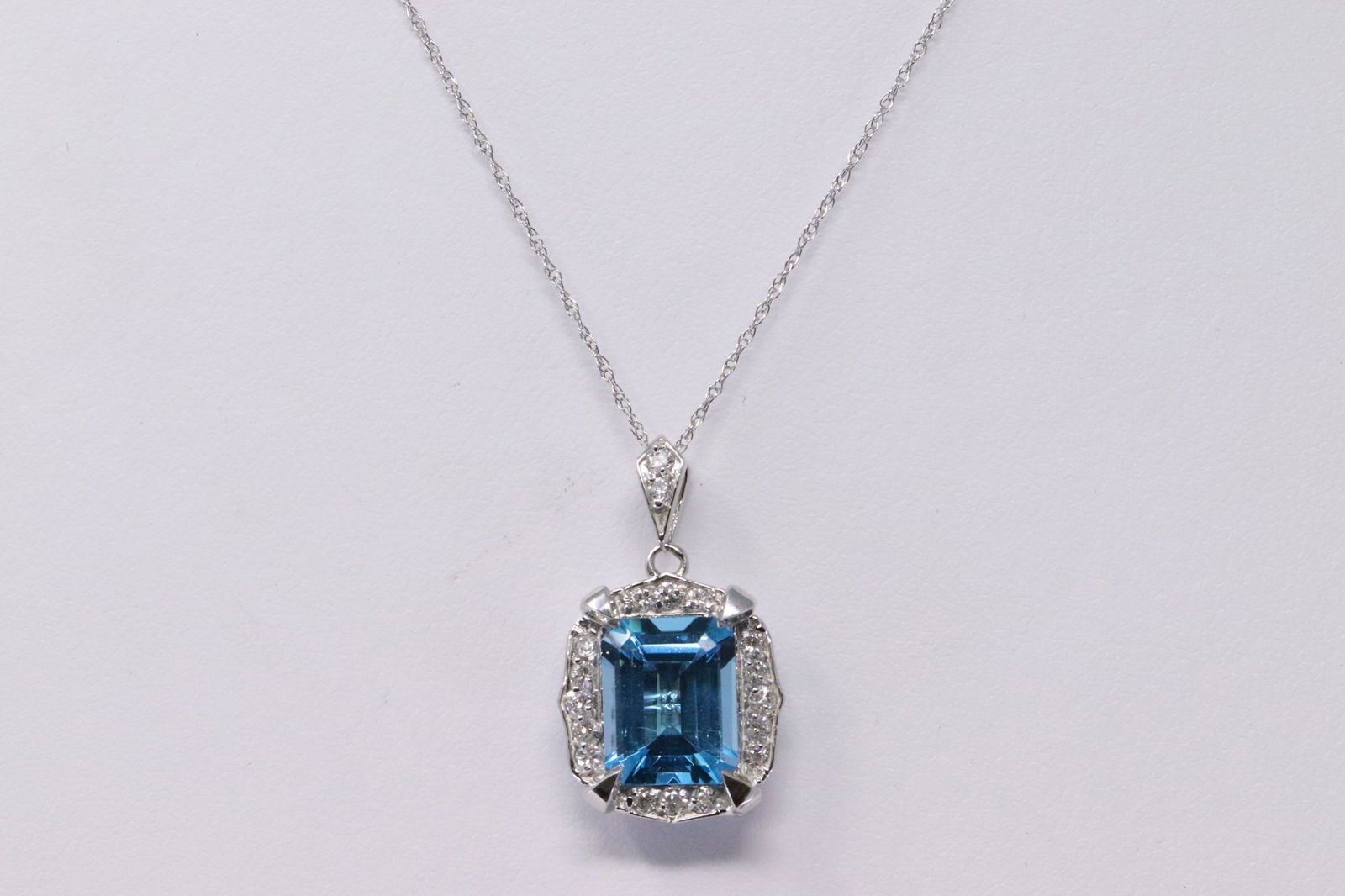 14KT Diamond Blue Topaz Pendant. (1 of 4)