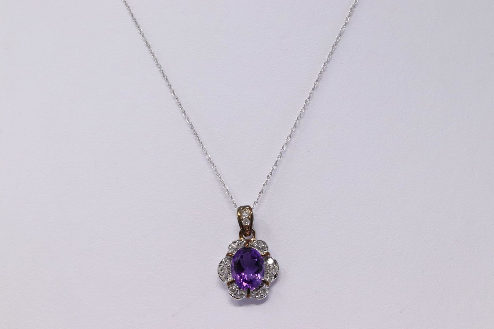 14k White Gold Diamond & Amethyst Necklace. (1 of 4)