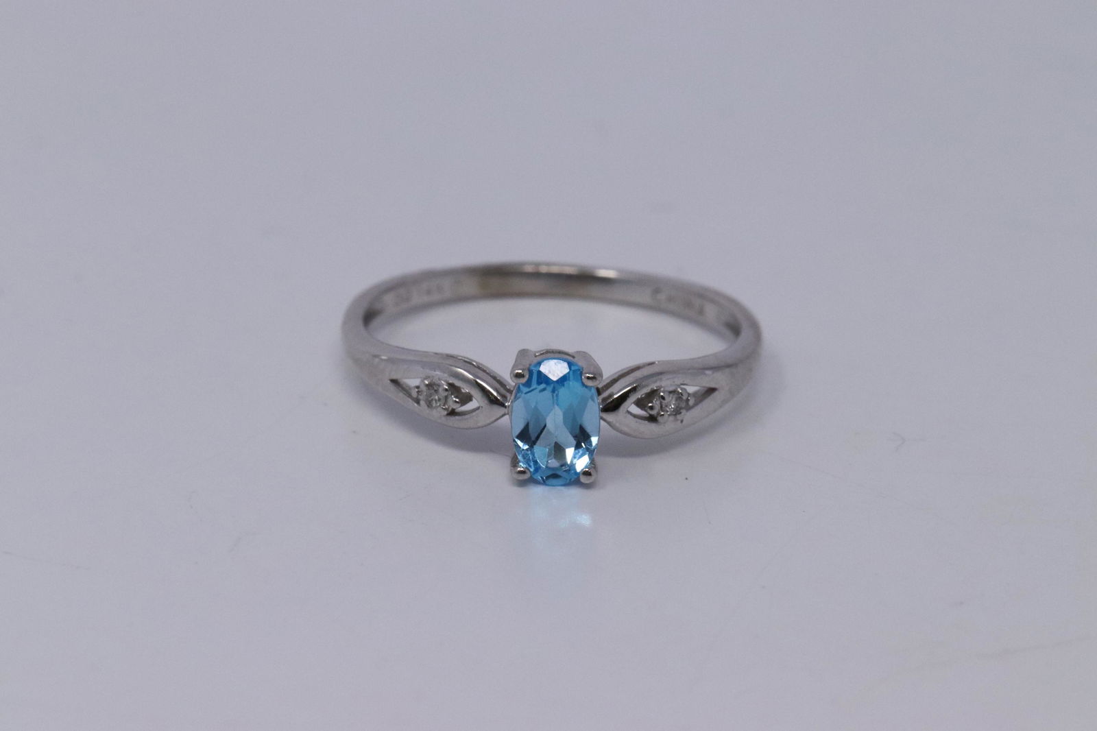 14Kt Diamond/Blue Topaz Ring (1 of 3)
