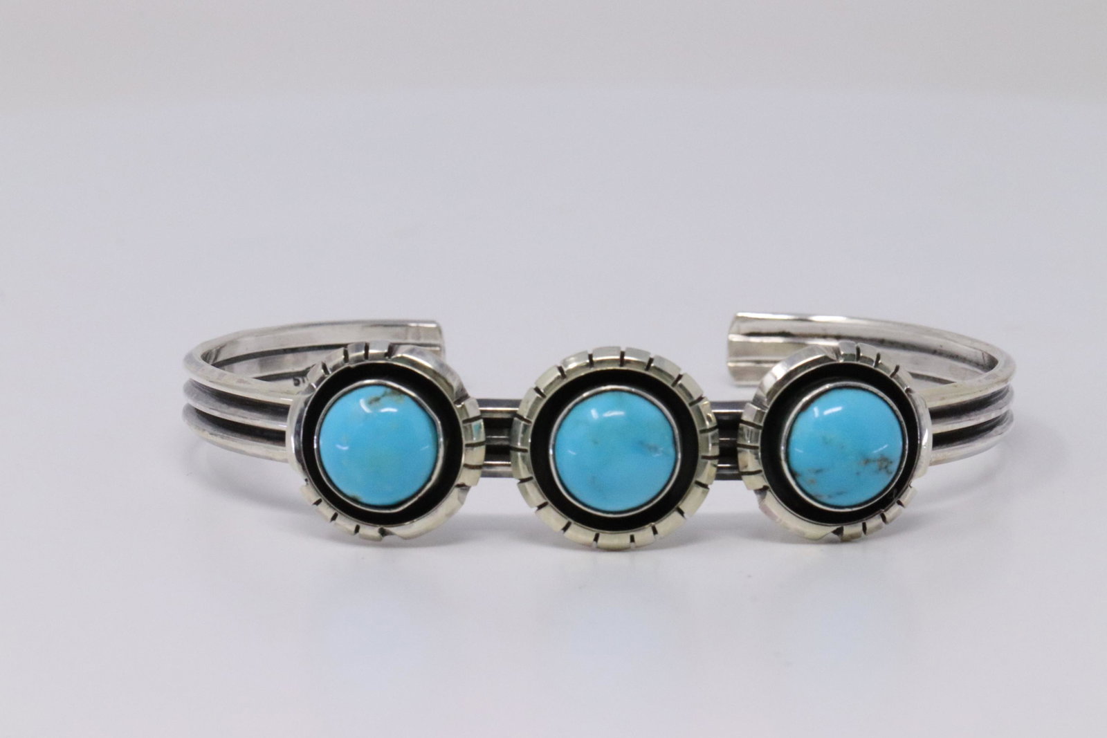 Native America Navajo Handmade Sterling Silver: This is a Native America Navajo Handmade Sterling Silver Turquoise Bracelet Cuff By Amos Begay.