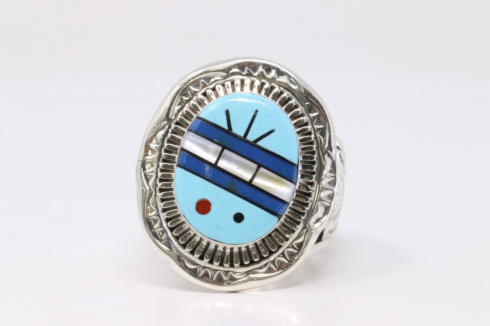 Native American Zuni Handmade Sterling Silver Turquoise (1 of 4)