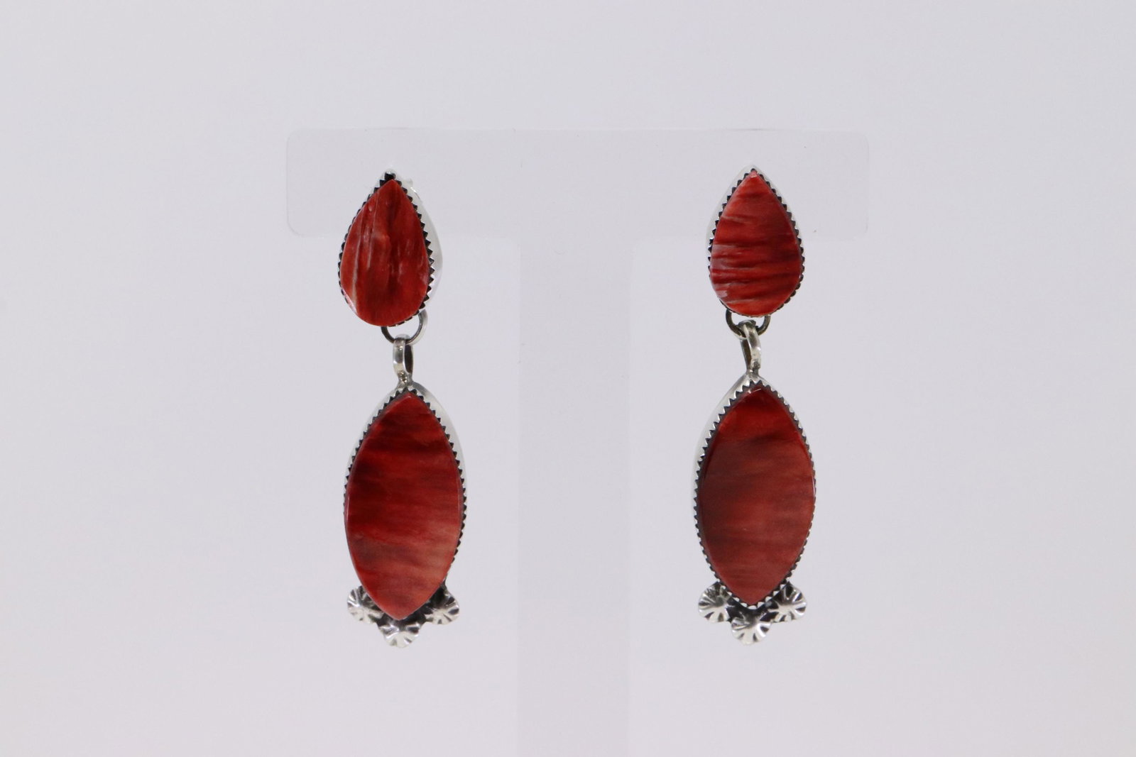 Native American Navajo Handmade Sterling Silver Spyni: This is a Native American Navajo Handmade Sterling Silver Spyni Oyster Post Dangling Earring's By Selina Warner.