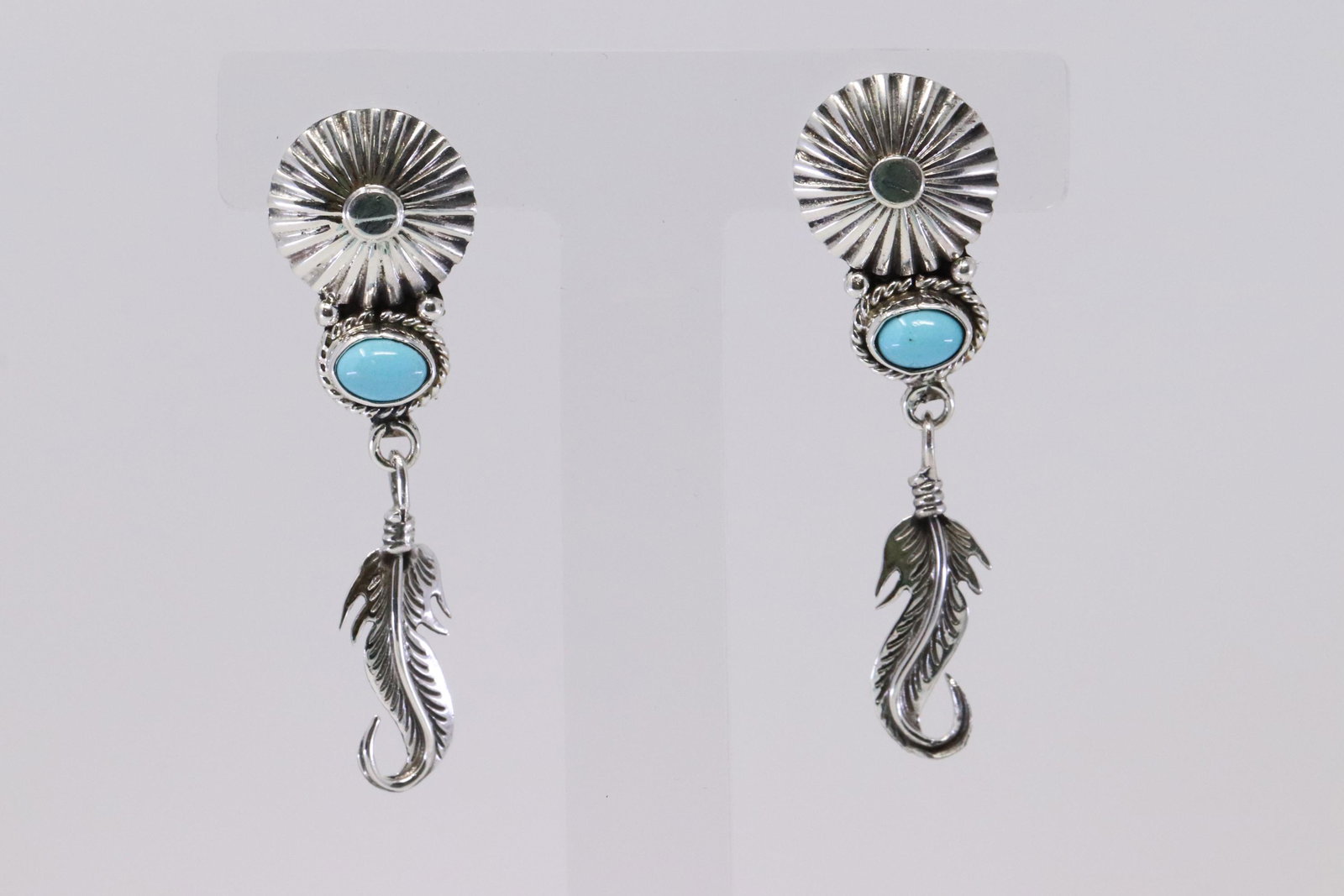 Native America Navajo Sterling Silver Turquoise Post: This is a Native America Navajo Sterling Silver Turquoise Post Earringn's By Daniel Benally.
