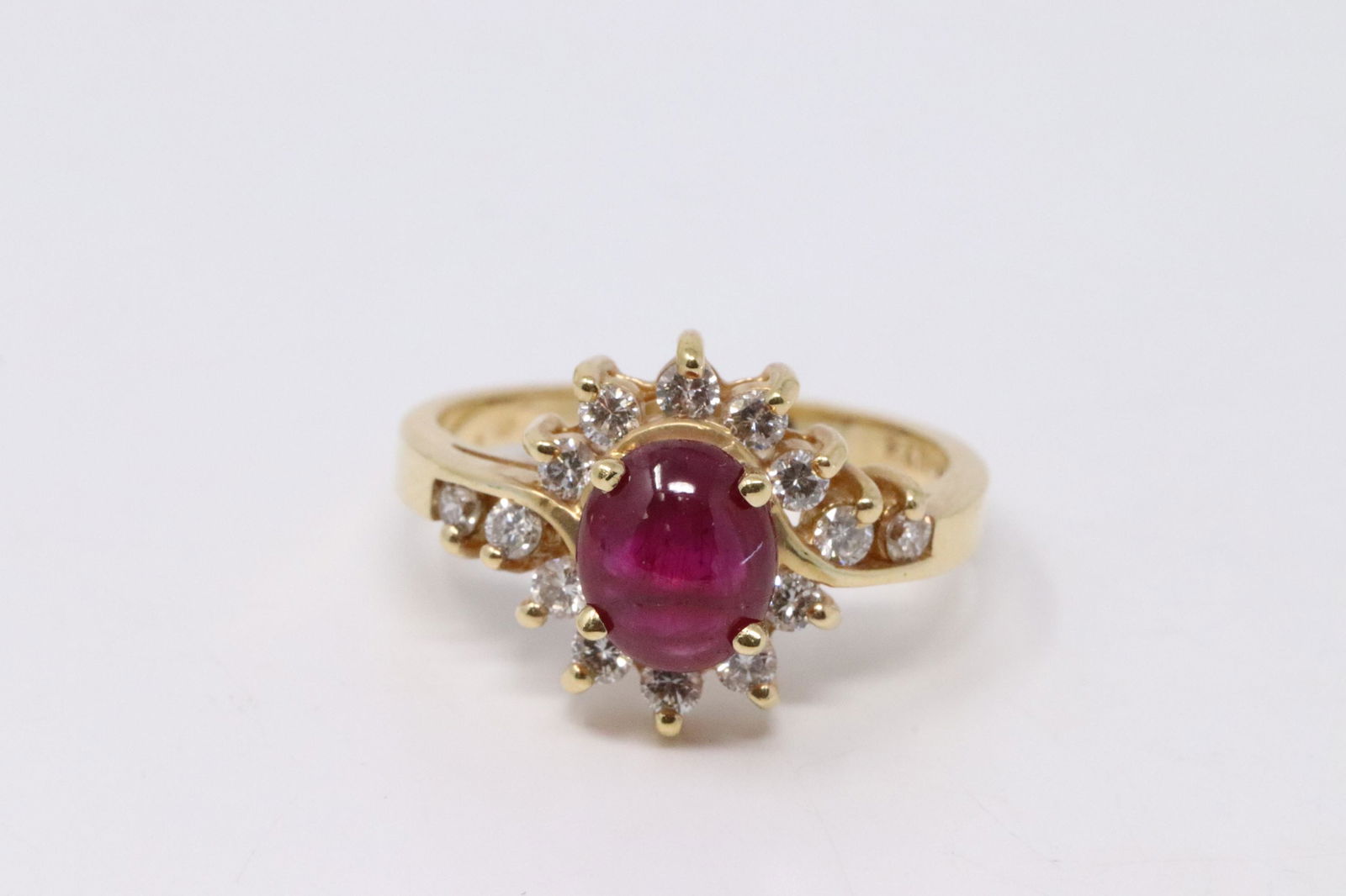 14Kt Cabochon Ruby | Diamond Ring (1 of 3)
