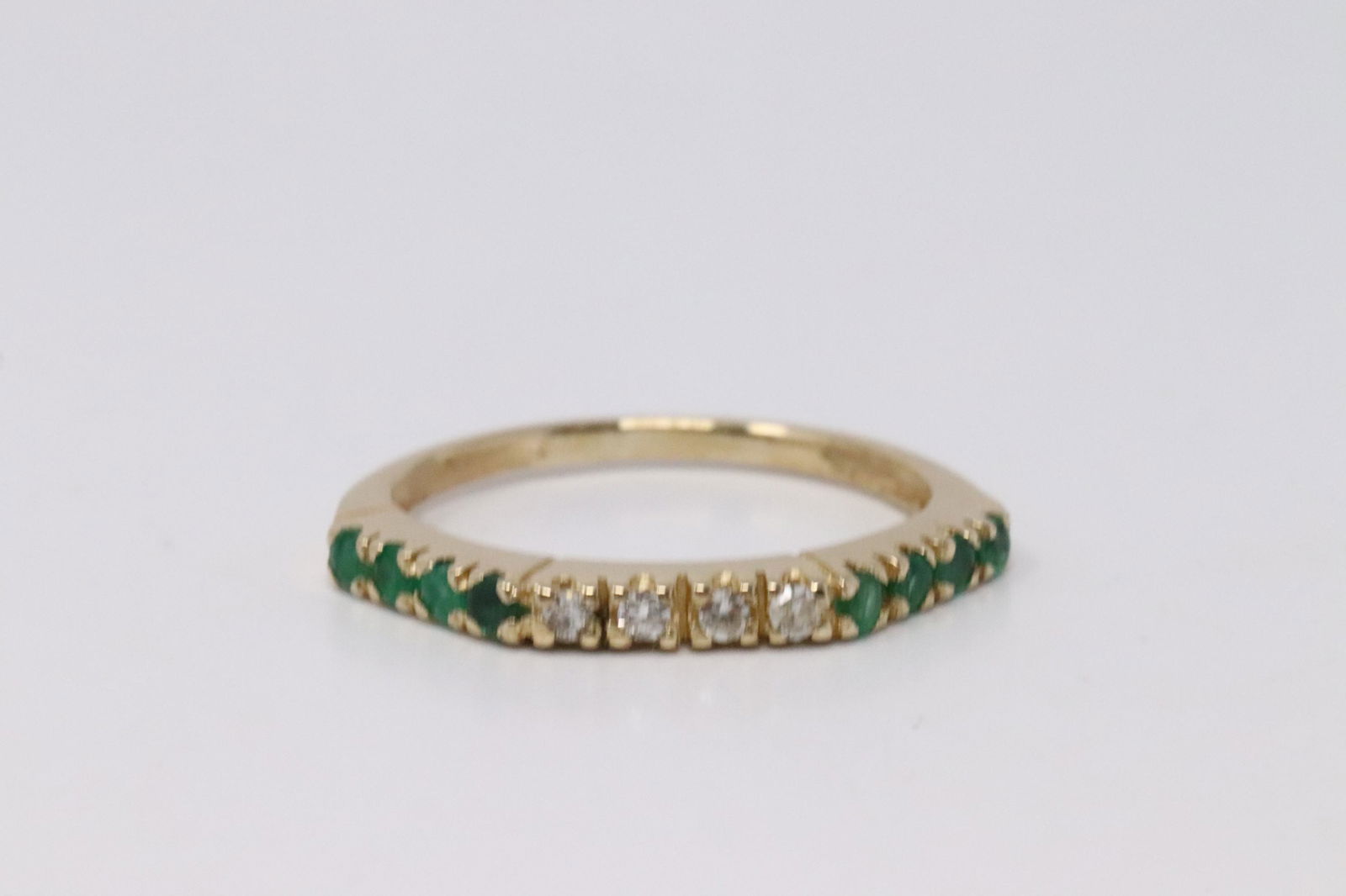 14Kt Yellow Gold Emerald Diamond Ring. (1 of 4)