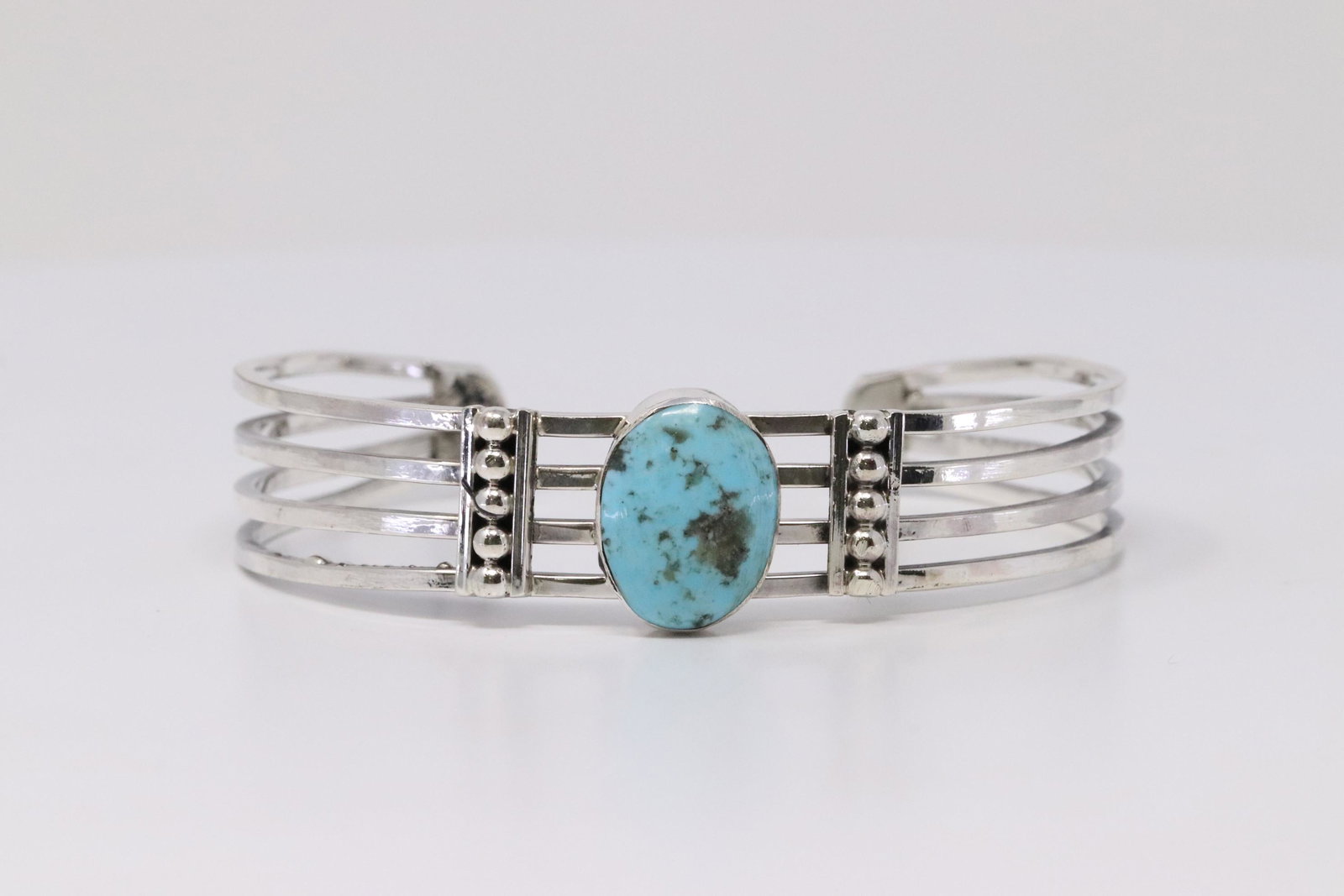 Native America Navajo Sterling Silver Turquoise: This is a Native America Navajo Sterling Silver Turquoise Bracelet By Grace Kenneth.